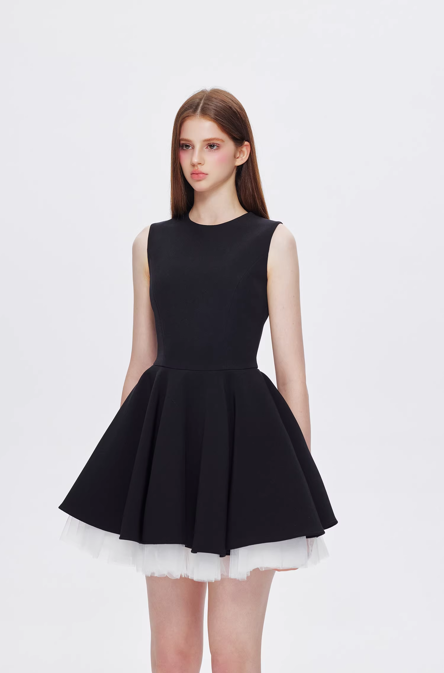 【即納】チュールヘムノースリミニワンピースC2864