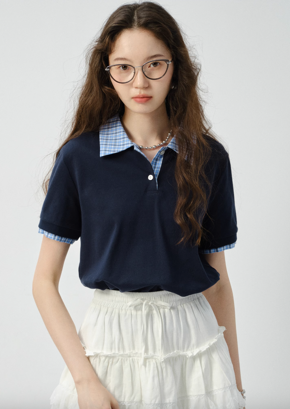 チェックカラーポロシャツC2835