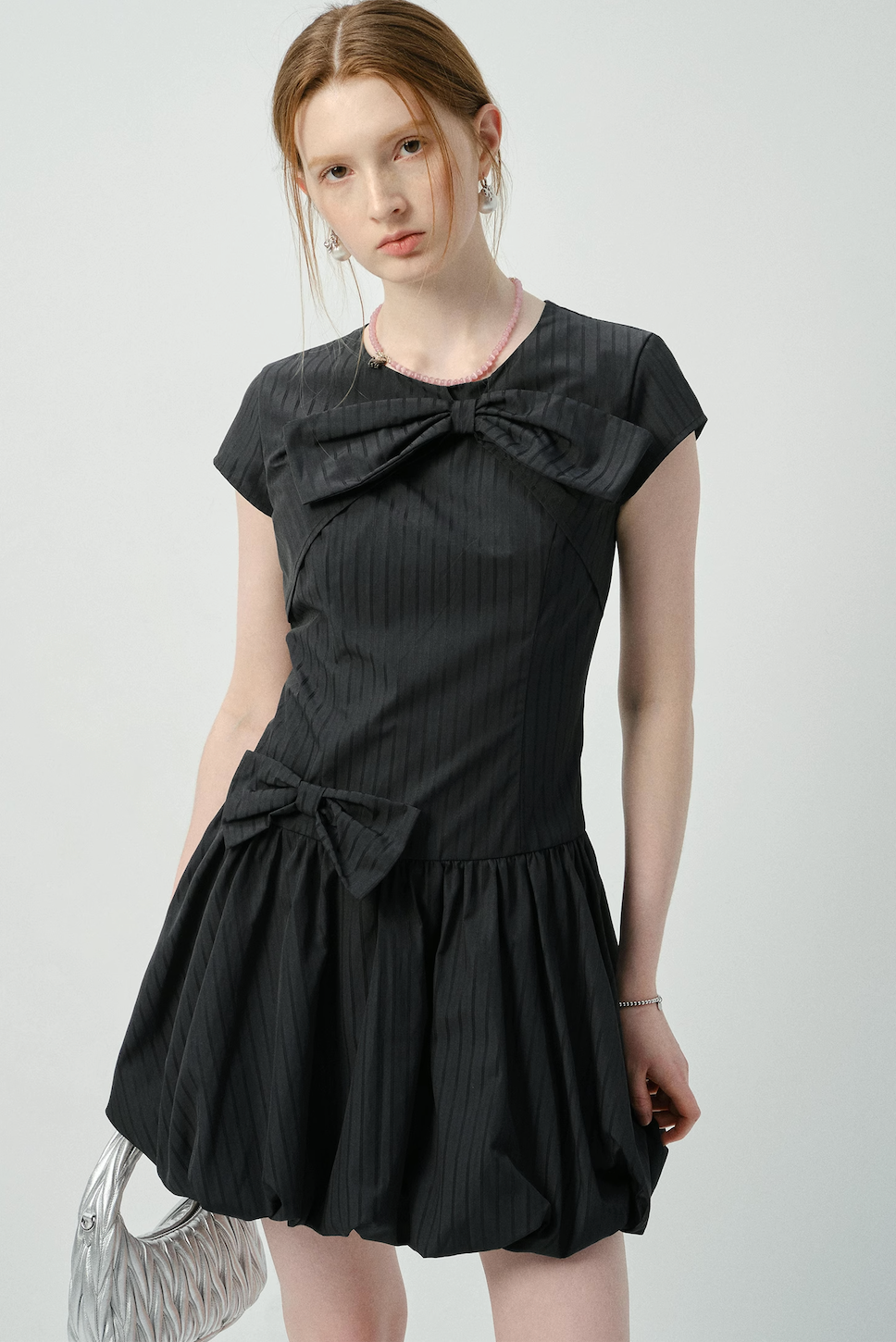 リボンデザインバルーンミニワンピースC2839