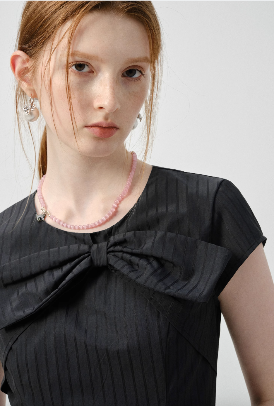 リボンデザインバルーンミニワンピースC2839