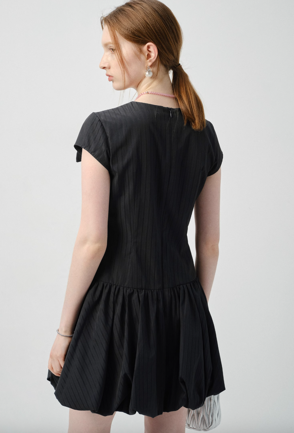 リボンデザインバルーンミニワンピースC2839