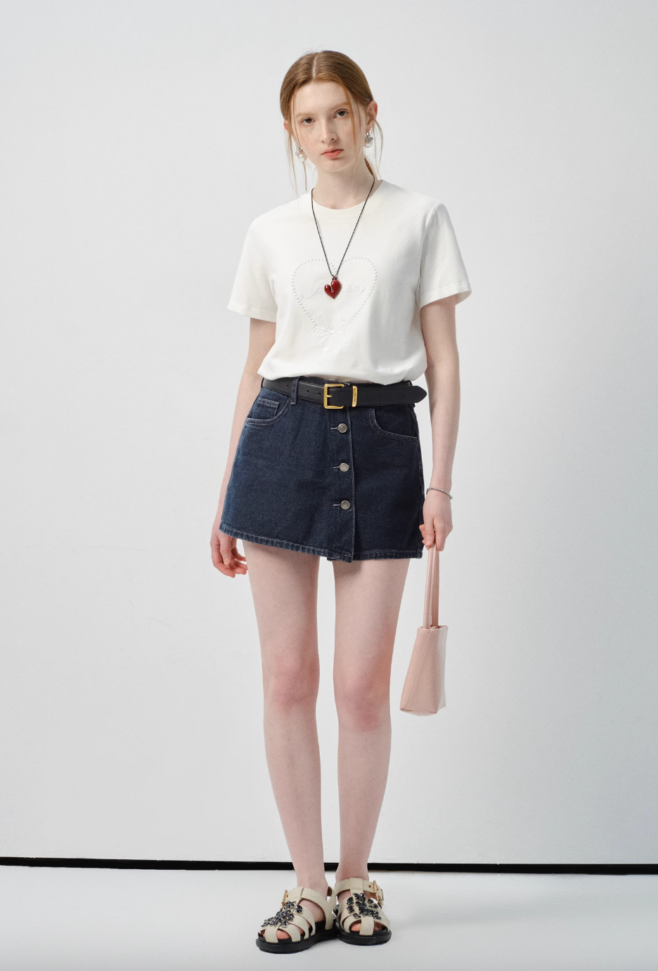 ハート刺繍Tシャツ C2842