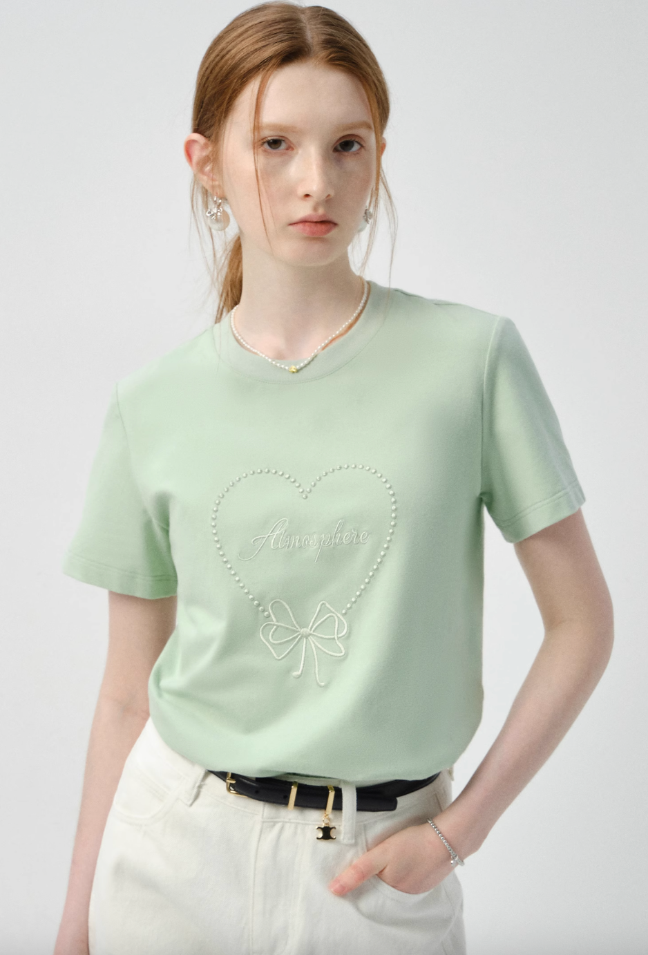 ハート刺繍Tシャツ C2842