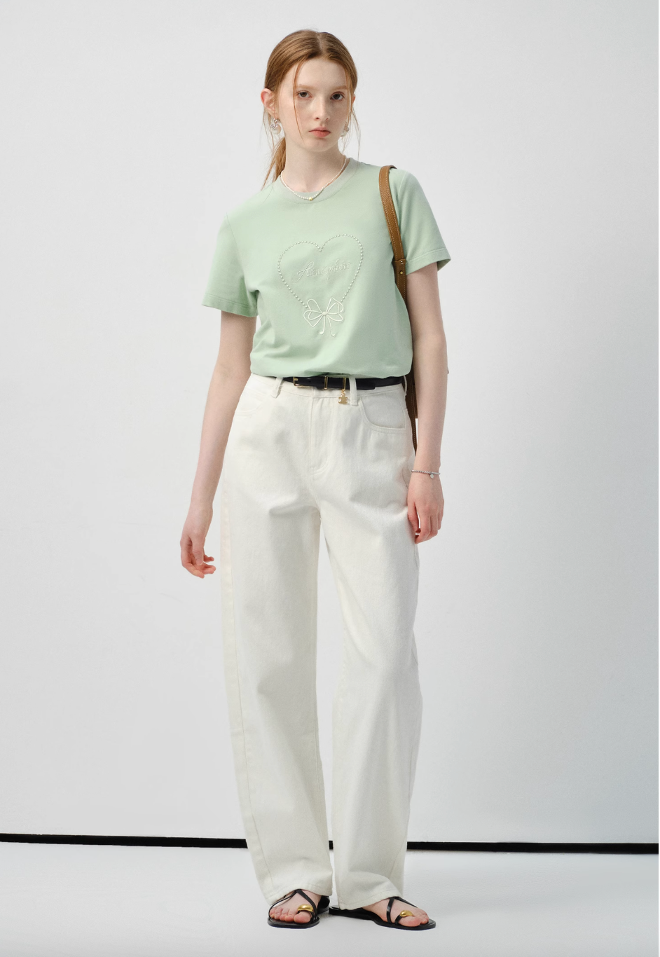 ハート刺繍Tシャツ C2842