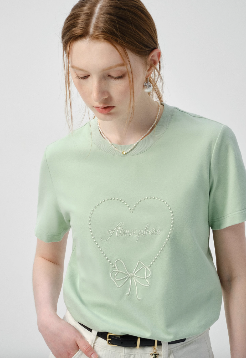 ハート刺繍Tシャツ C2842