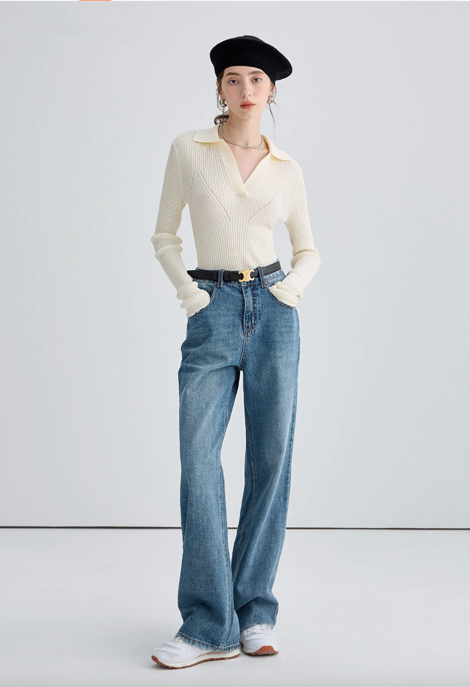 ハイウエストルーズフィットデニムパンツC2848