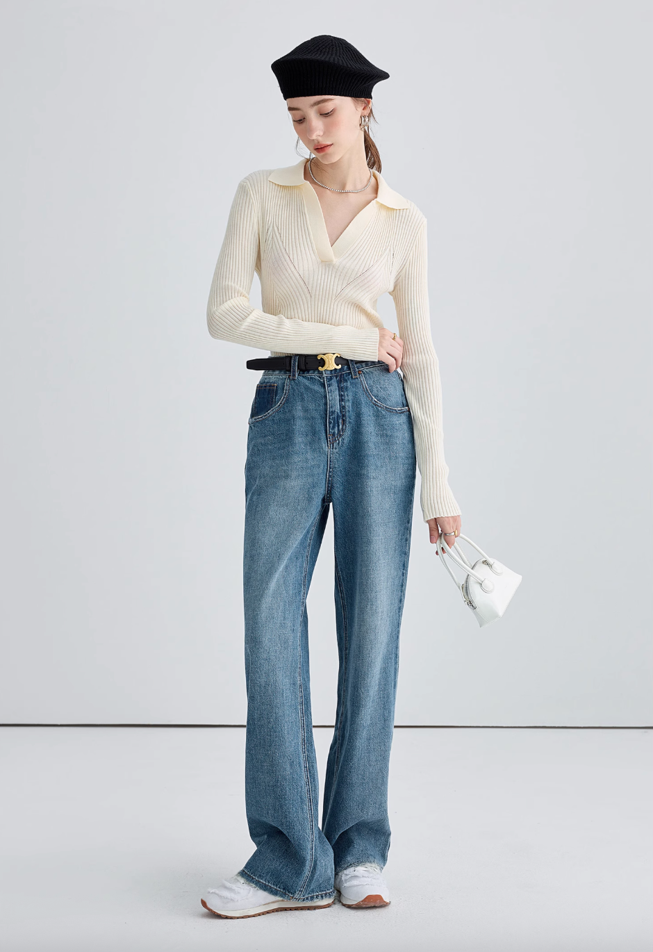 ハイウエストルーズフィットデニムパンツC2848