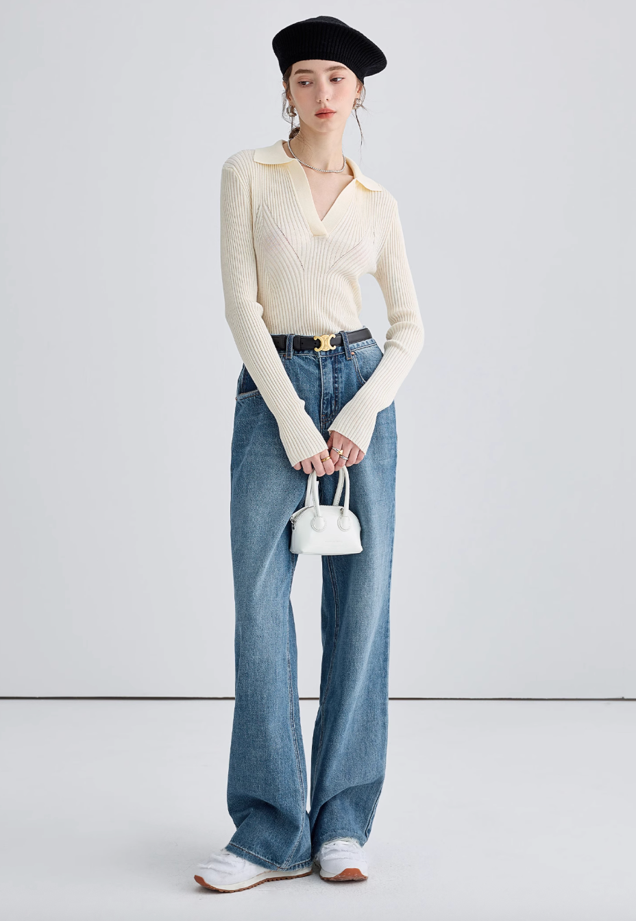 ハイウエストルーズフィットデニムパンツC2848