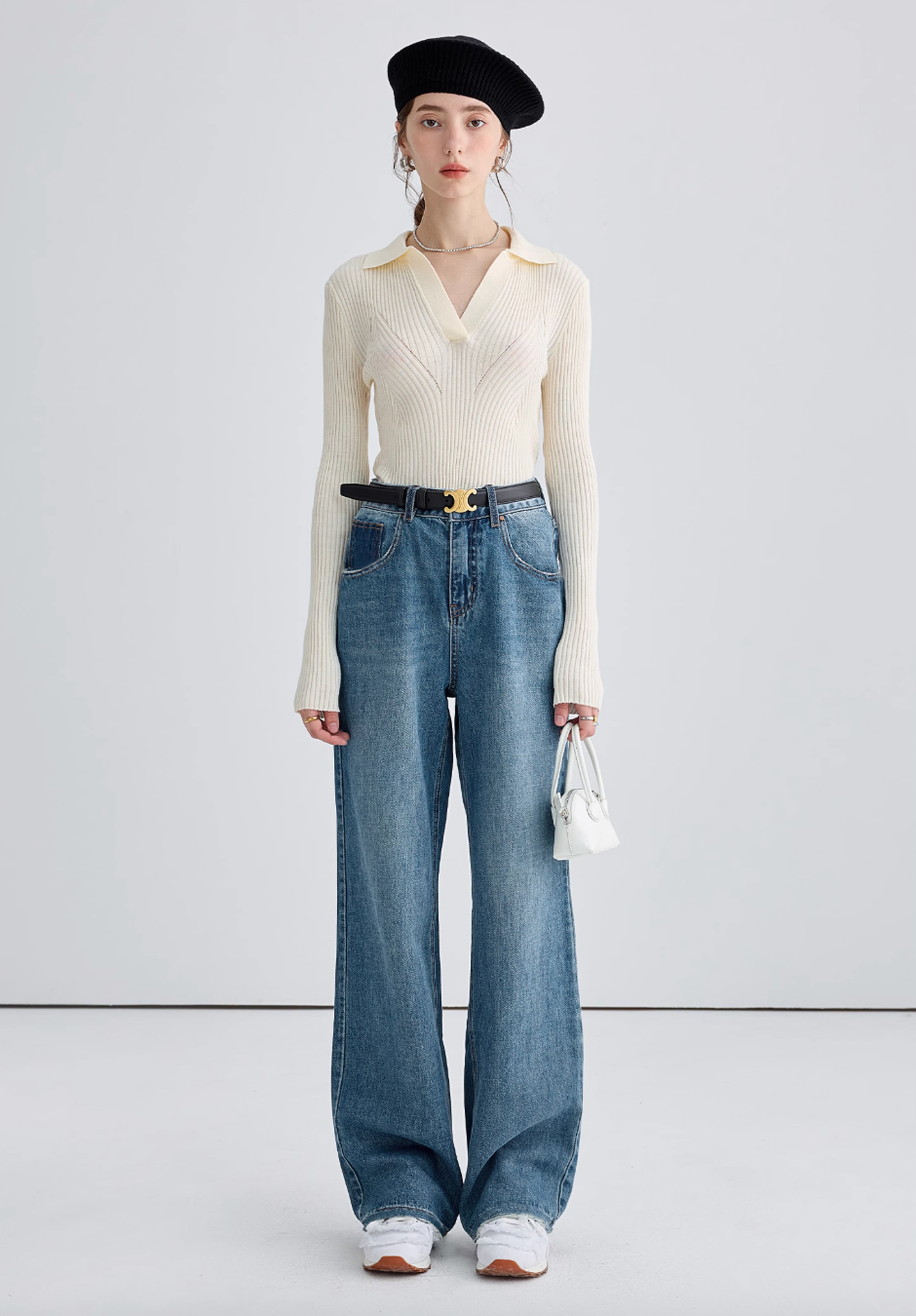 ハイウエストルーズフィットデニムパンツC2848