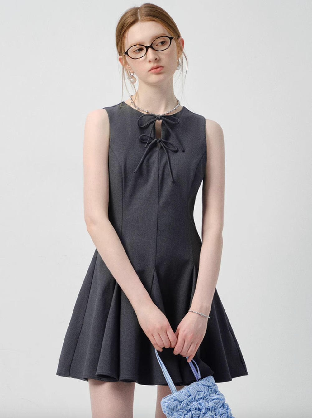 リボンディテールフィット&フレアミニワンピースC2851