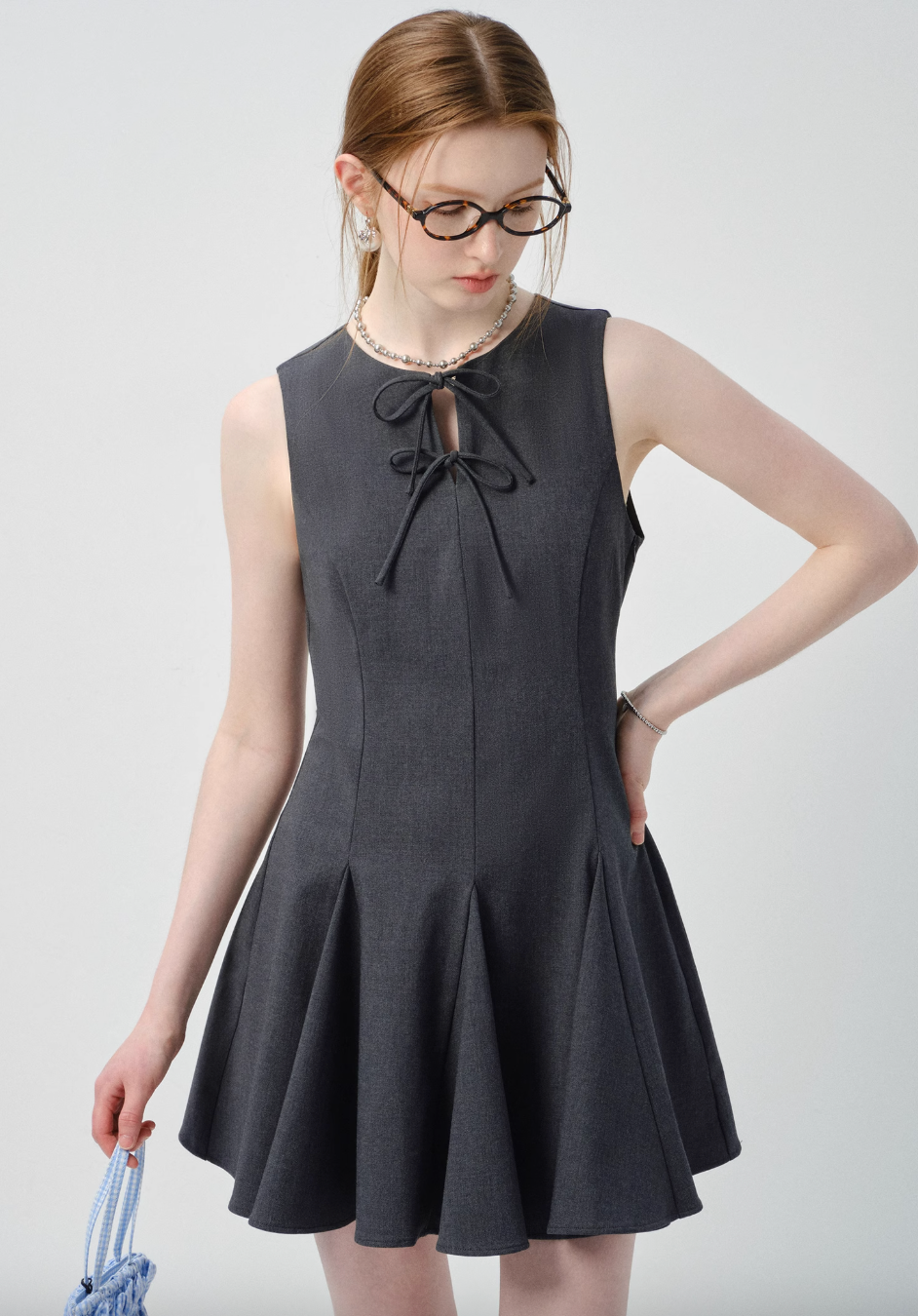 リボンディテールフィット&フレアミニワンピースC2851