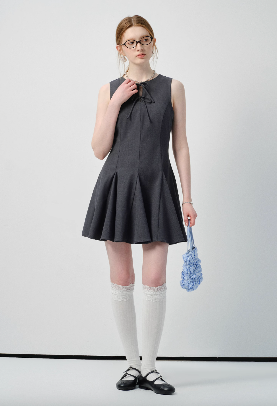 リボンディテールフィット&フレアミニワンピースC2851