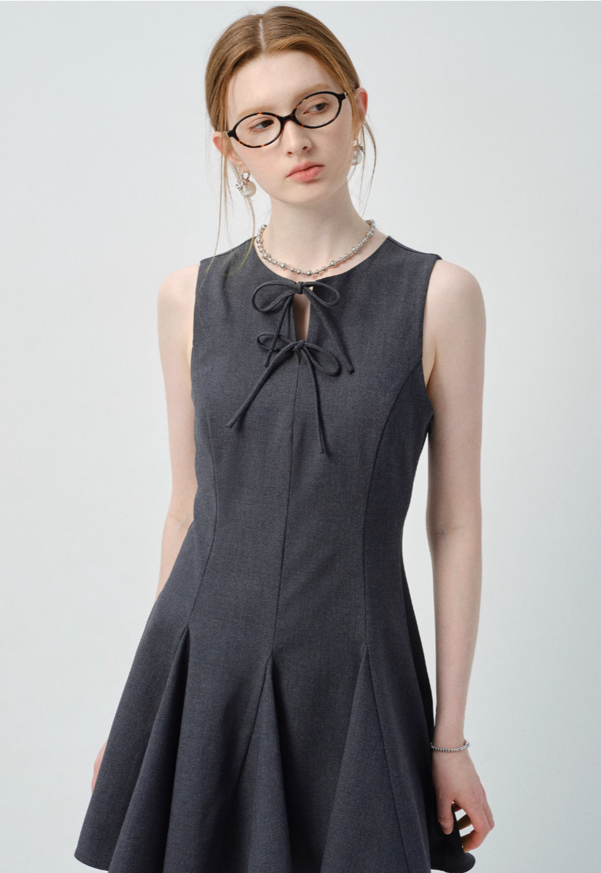 リボンディテールフィット&フレアミニワンピースC2851