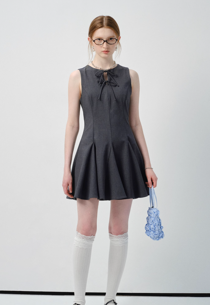 リボンディテールフィット&フレアミニワンピースC2851