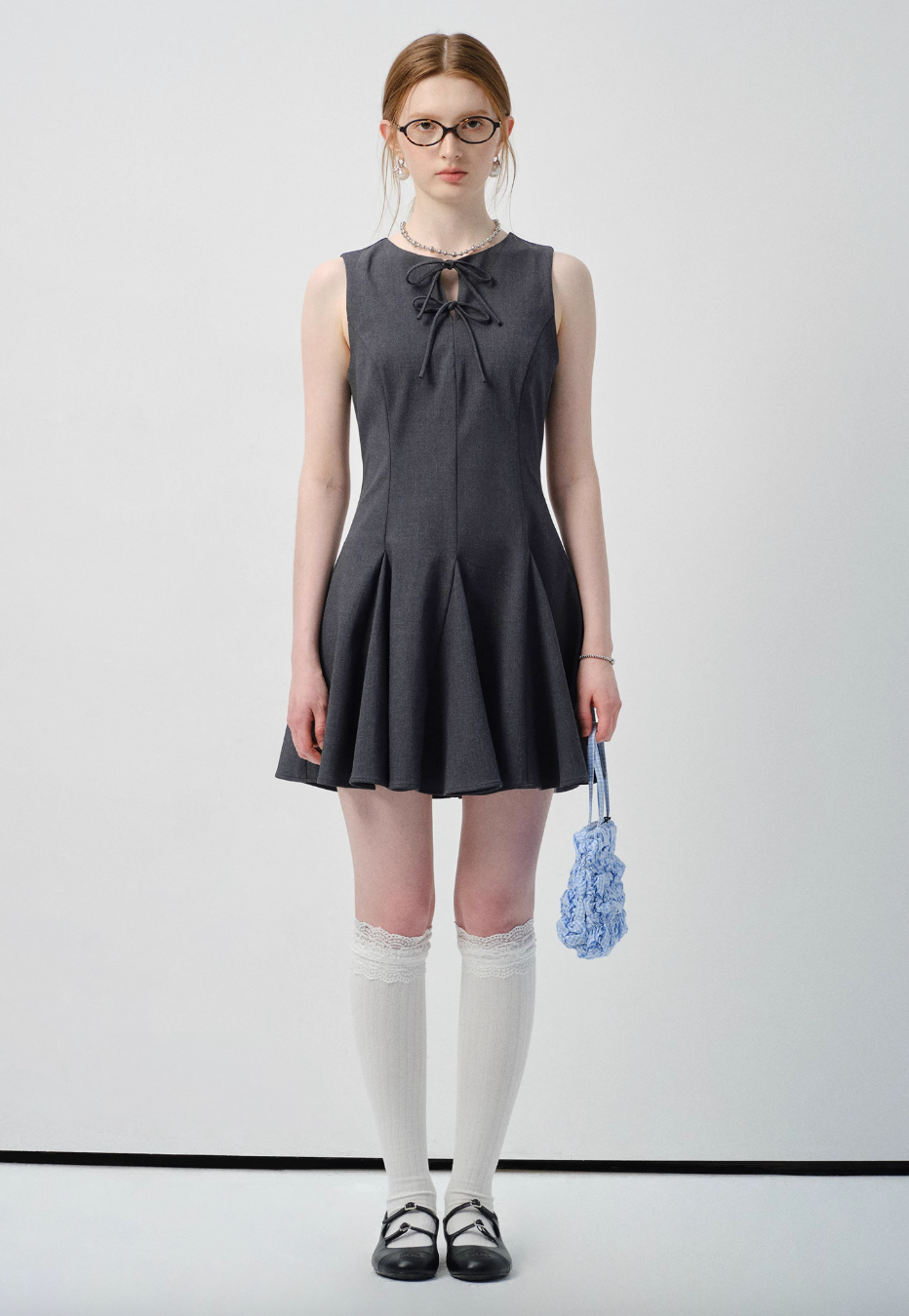 リボンディテールフィット&フレアミニワンピースC2851