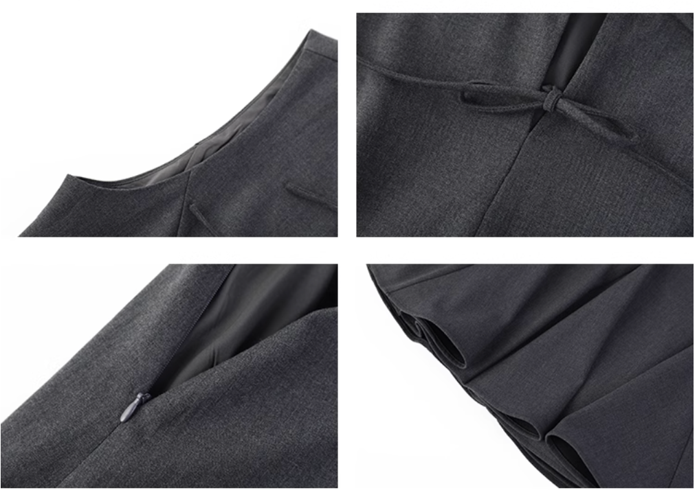 リボンディテールフィット&フレアミニワンピースC2851