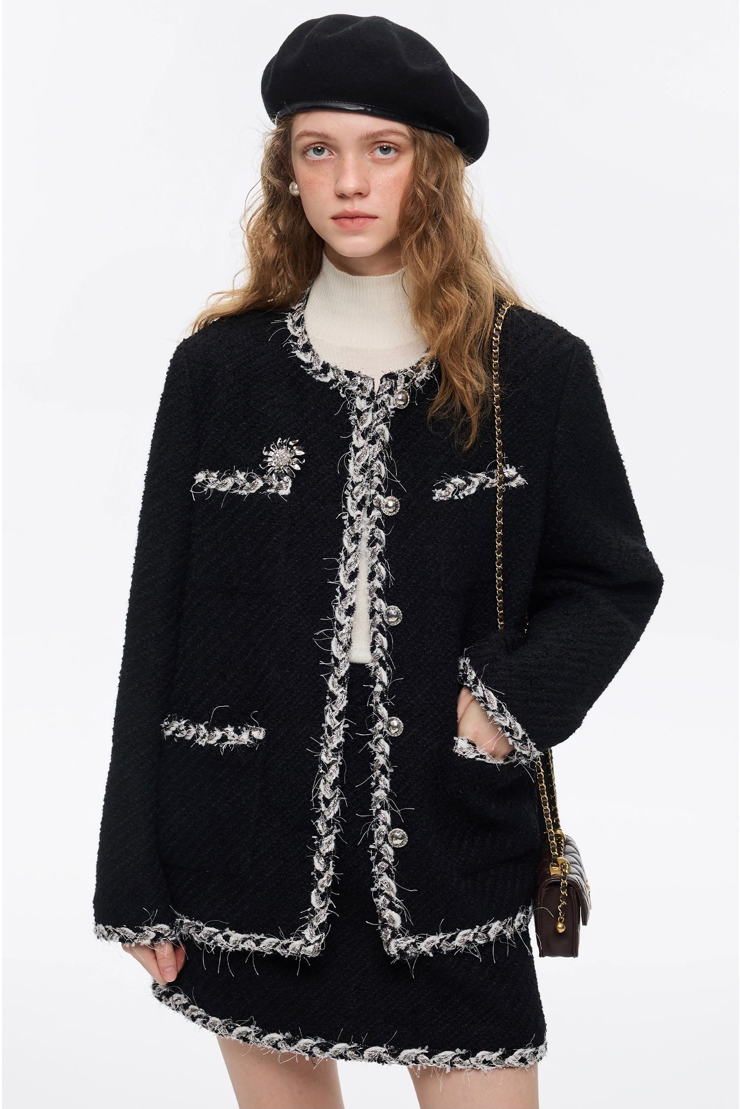 ウールブレンド ツイードライクスカート(セットアップ)
C3371