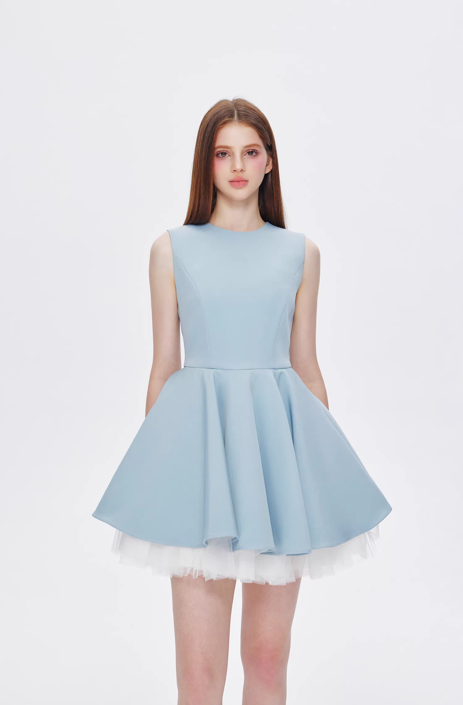 【即納】チュールヘムノースリミニワンピースC2864