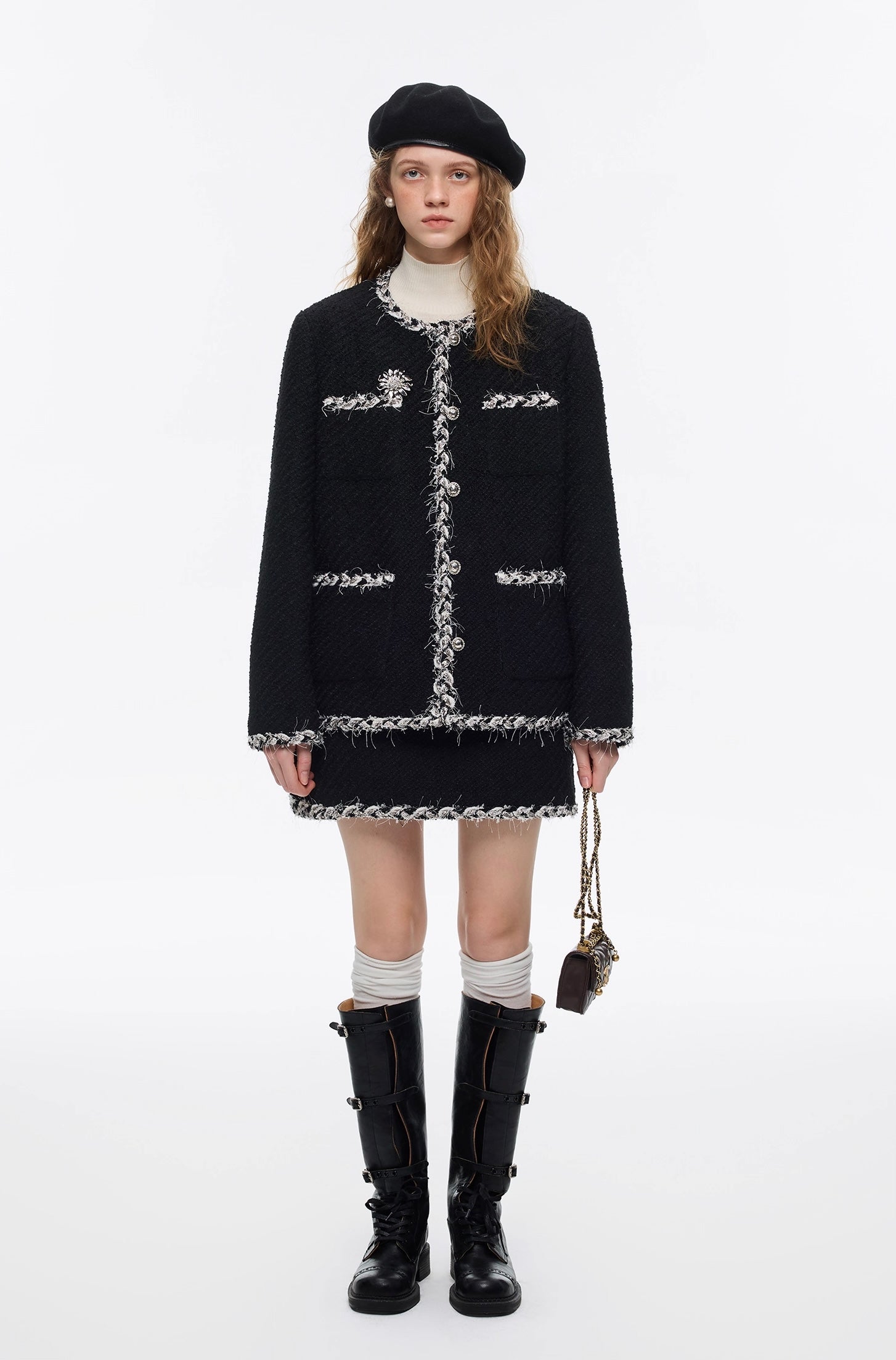 ウールブレンド ツイードライクスカート(セットアップ)
C3371