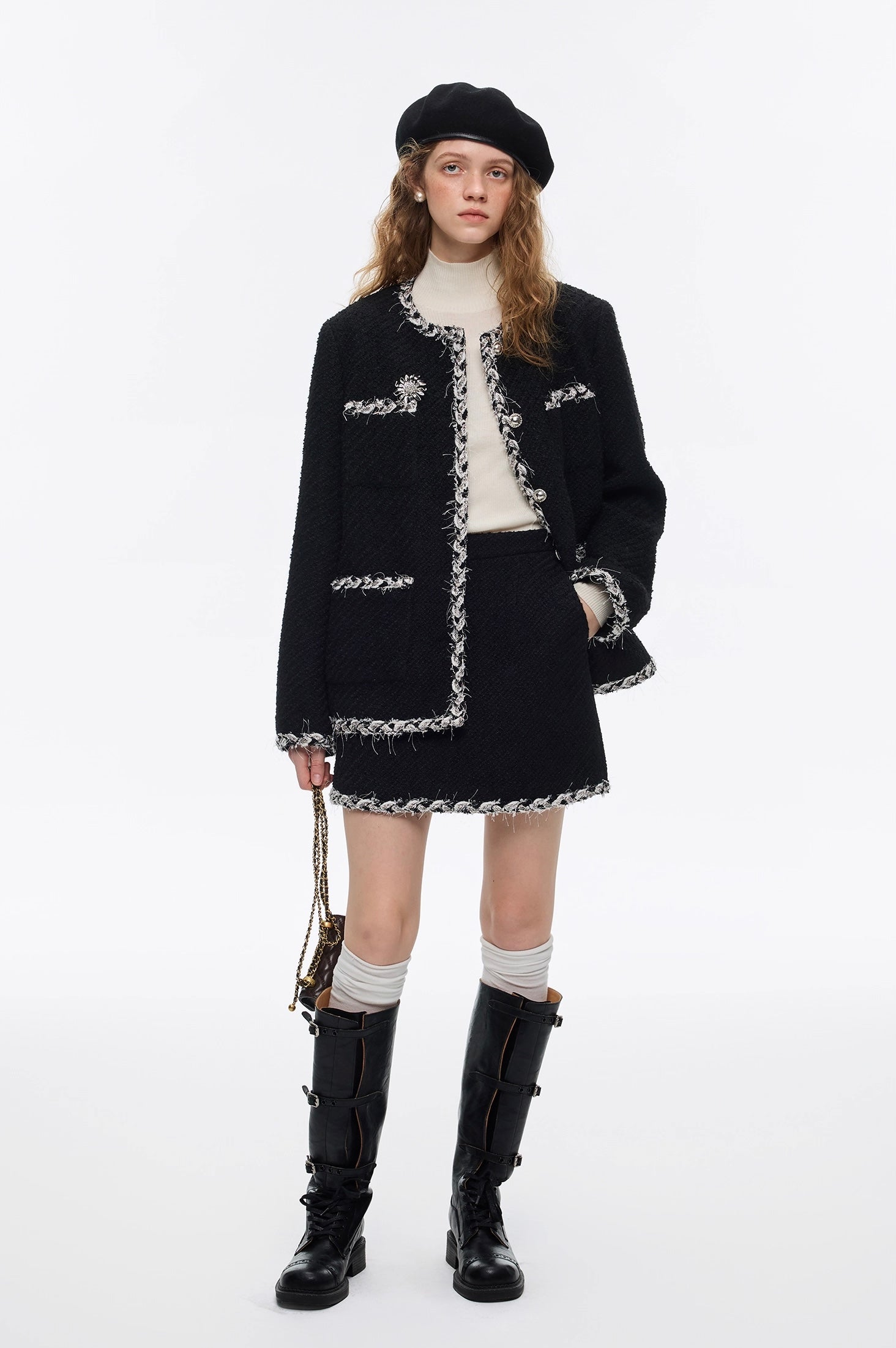 ウールブレンド ツイードライクスカート(セットアップ)
C3371