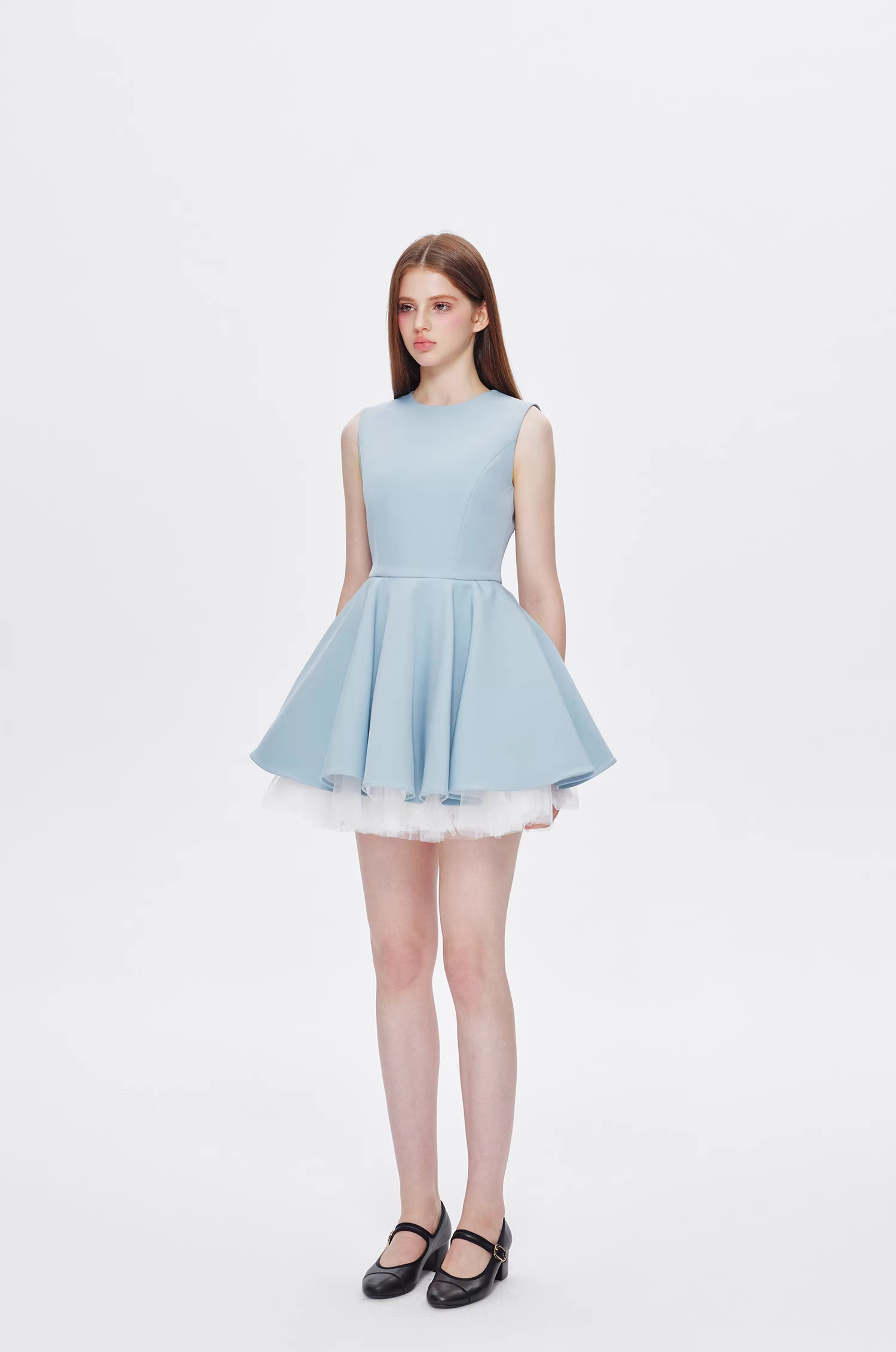 【即納】チュールヘムノースリミニワンピースC2864