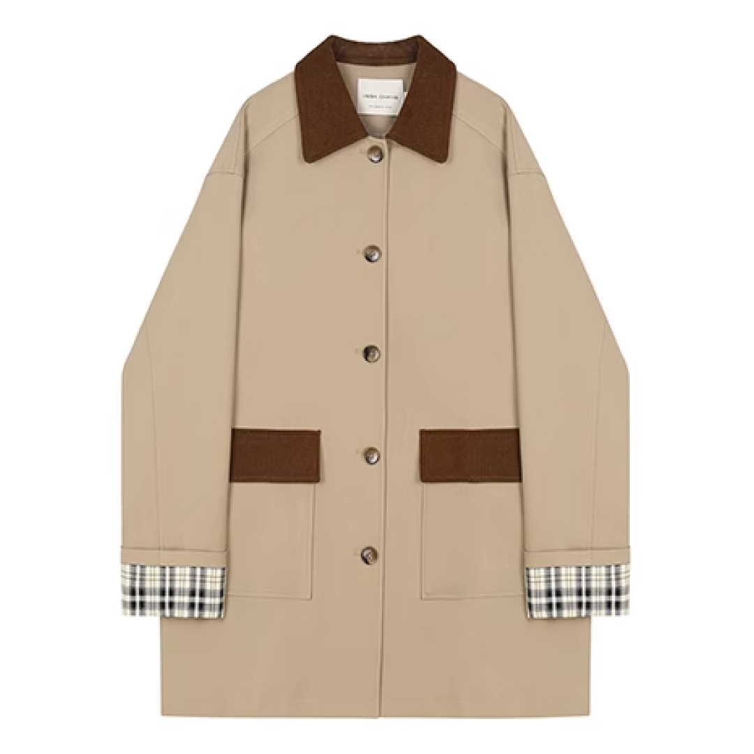 チェックスリーブミドルトレンチコートC1525