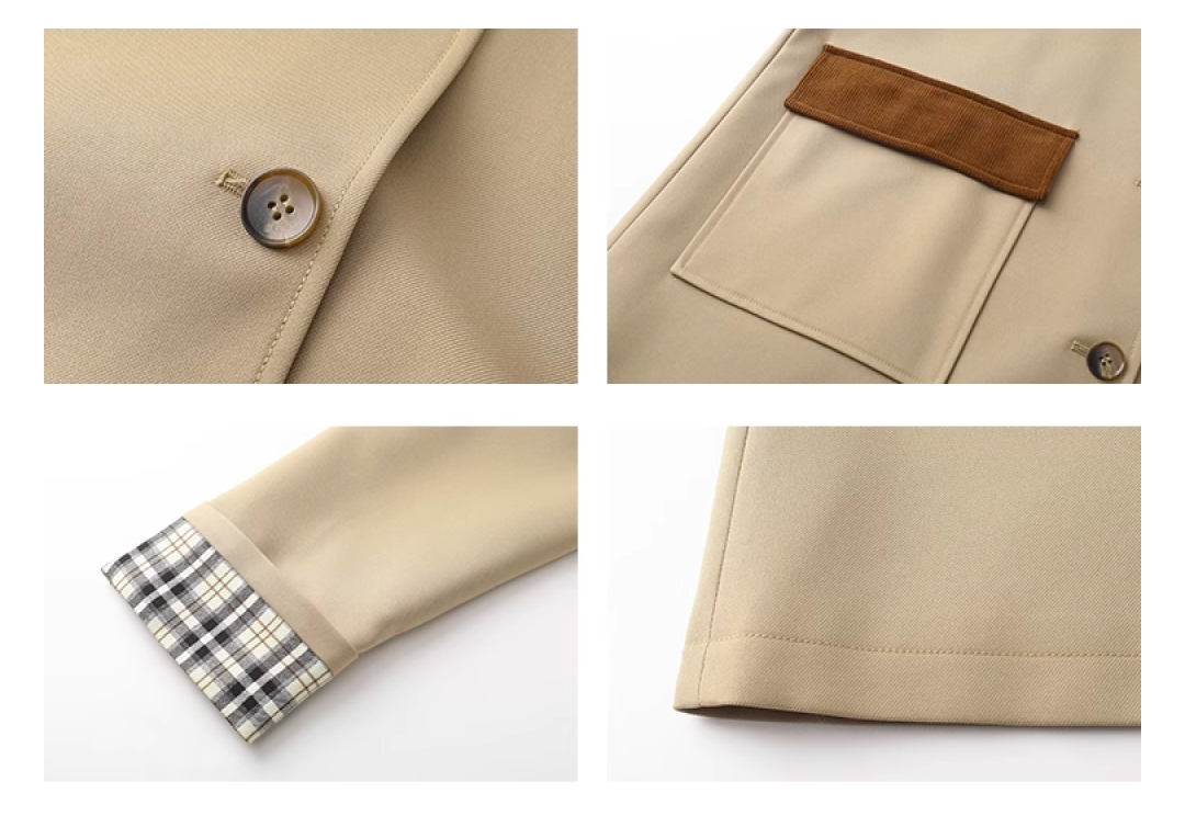 チェックスリーブミドルトレンチコートC1525