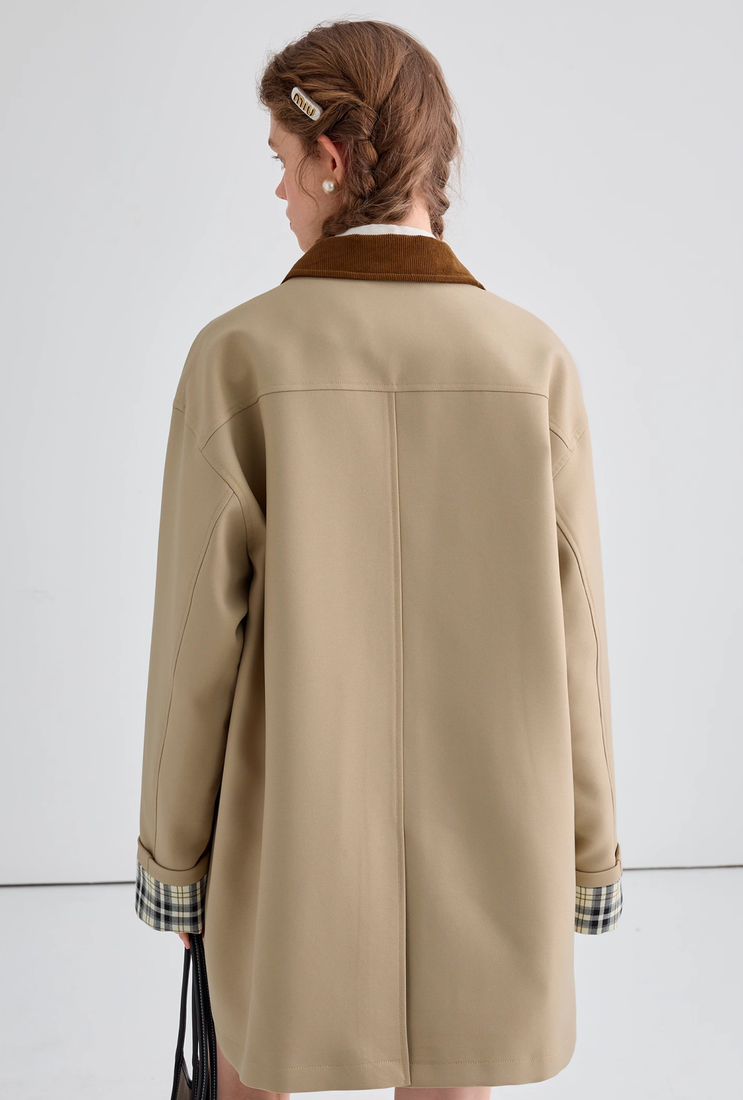 チェックスリーブミドルトレンチコートC1525