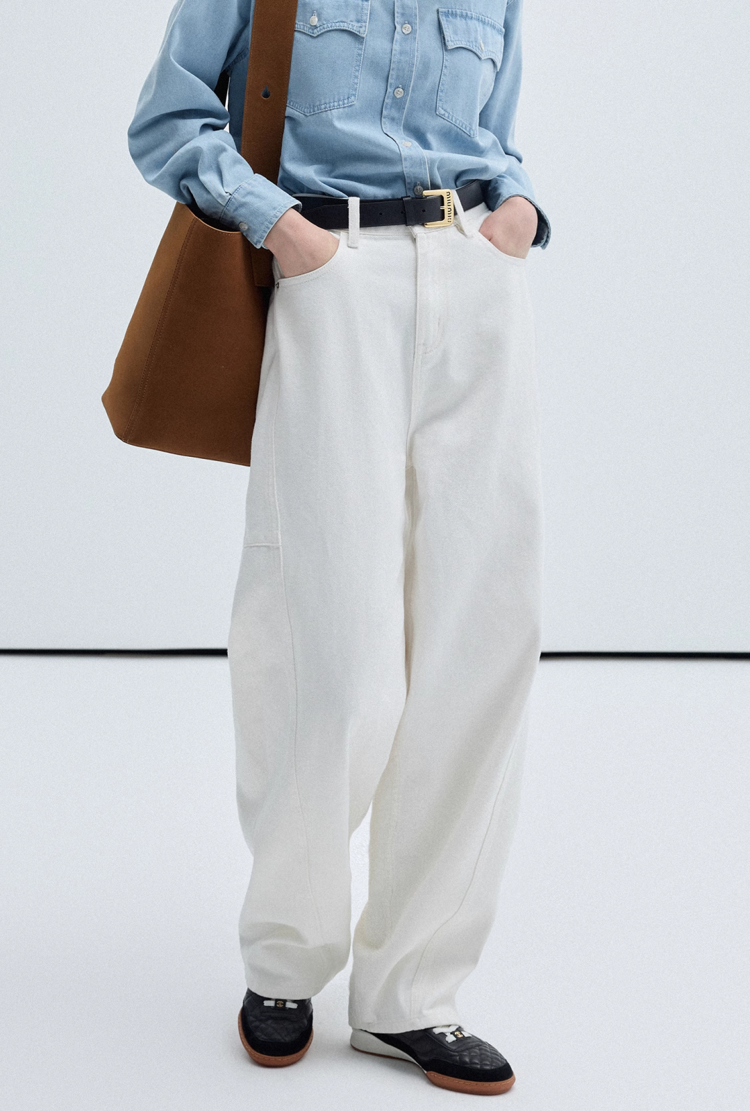 Dime ホワイトデニム ストレートパンツ