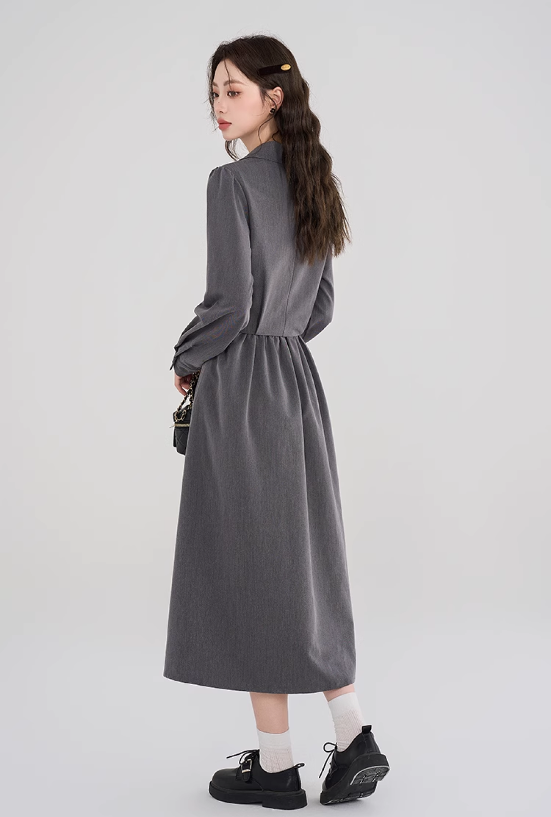 【即納】アシンメトリーグレースーツドレスC2434