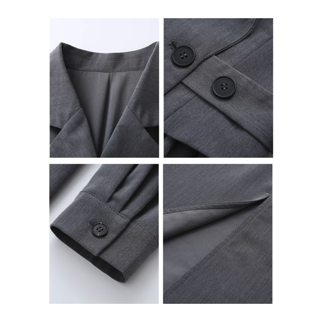 【即納】アシンメトリーグレースーツドレスC2434