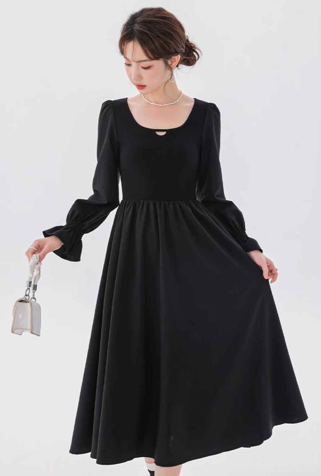 【予約販売】フラワースリーブAラインワンピースC2669