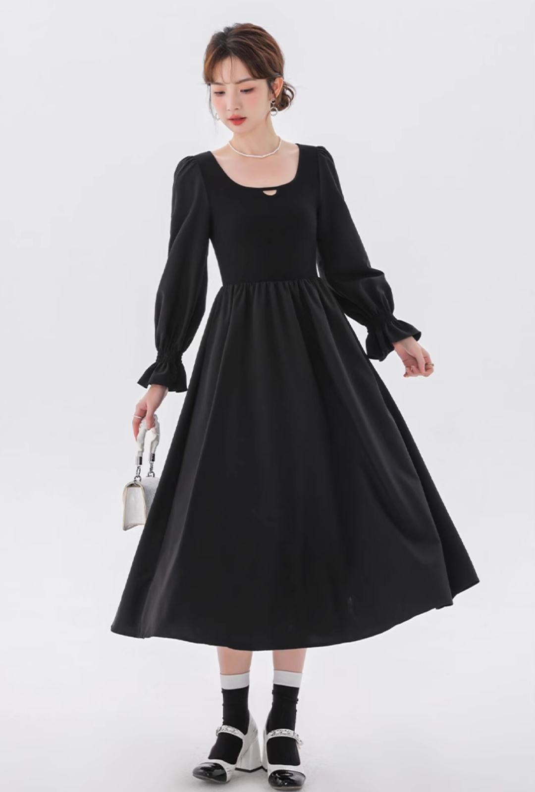 【予約販売】フラワースリーブAラインワンピースC2669