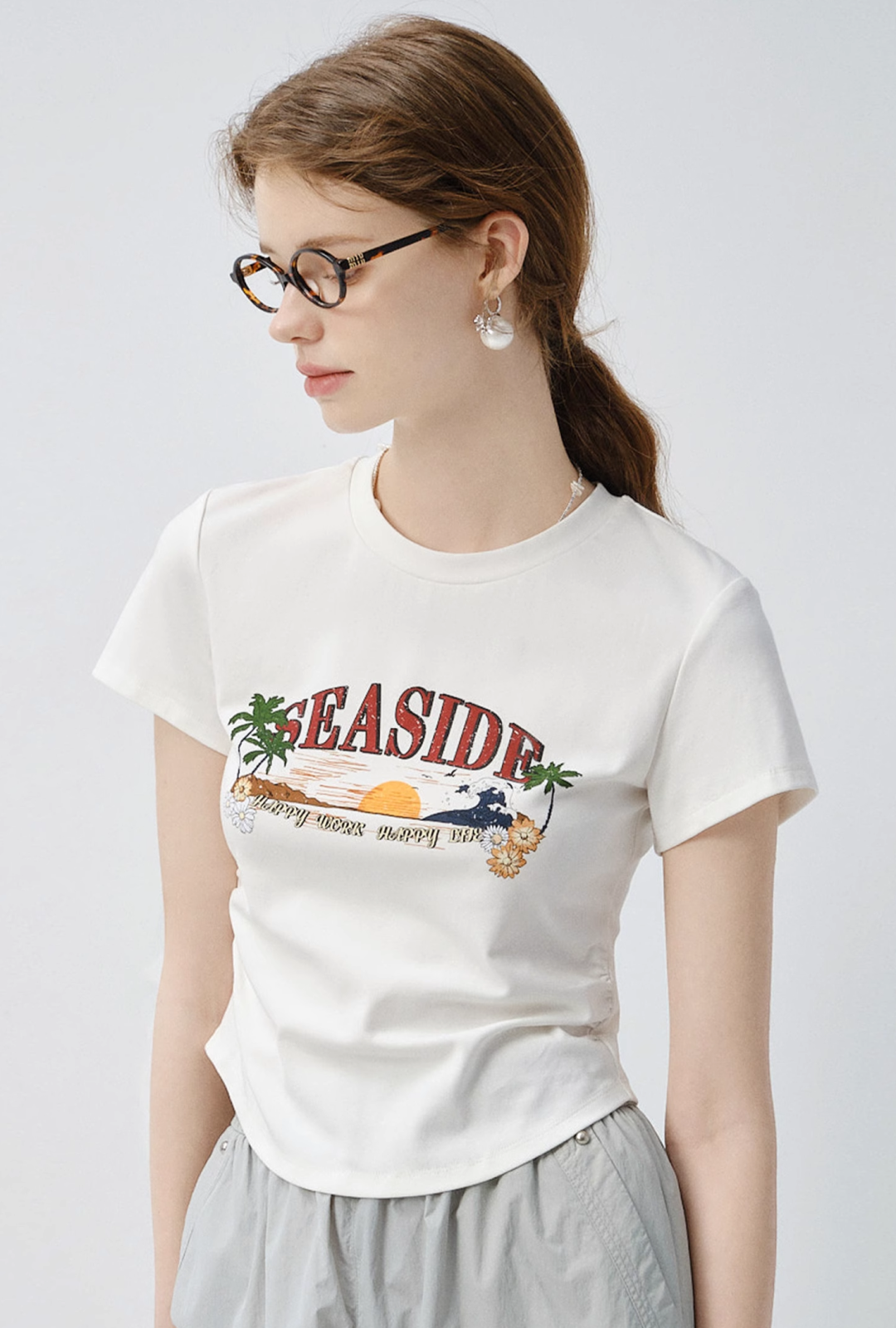 アイランドプリントカジュアルTシャツC2787