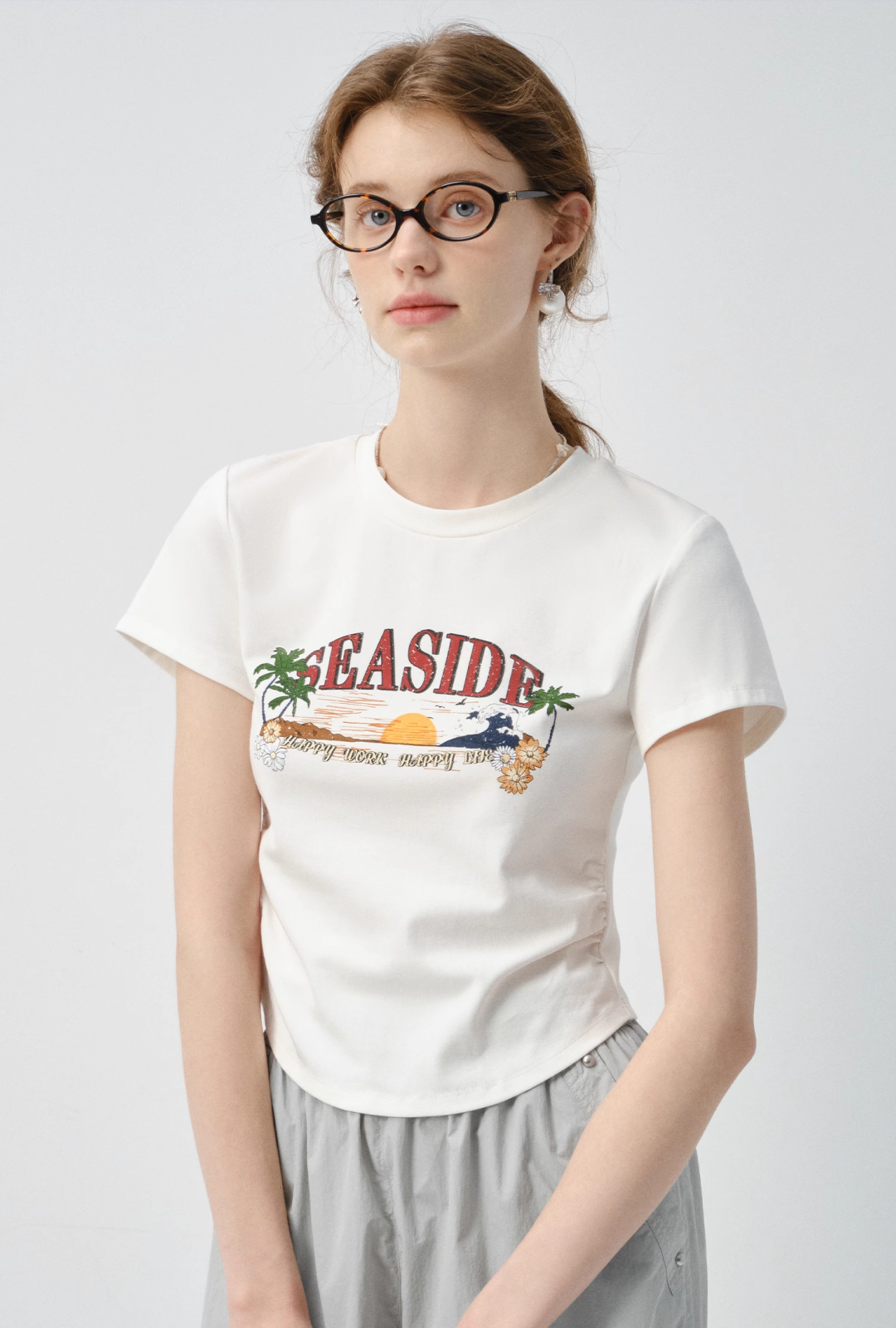 アイランドプリントカジュアルTシャツC2787