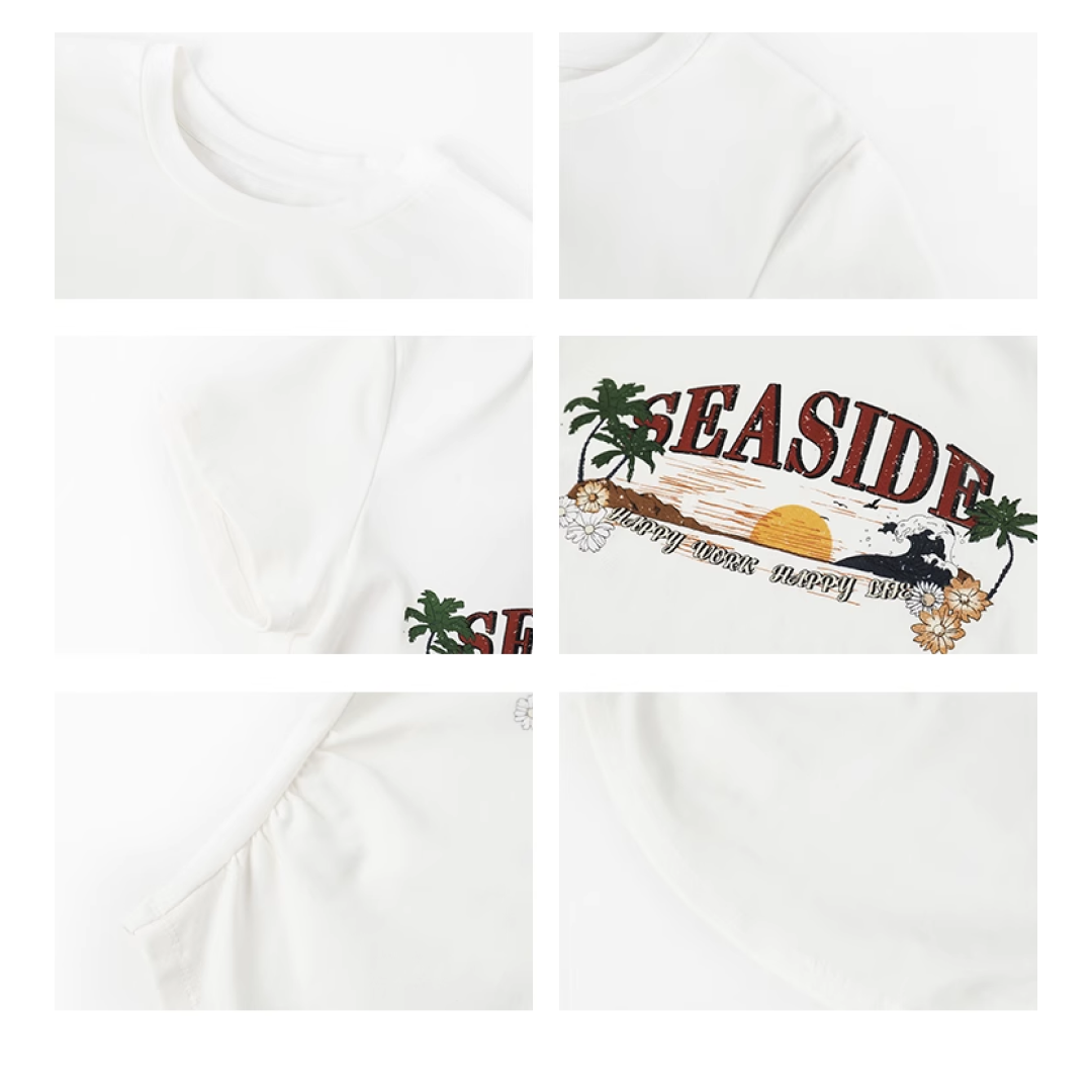 アイランドプリントカジュアルTシャツC2787