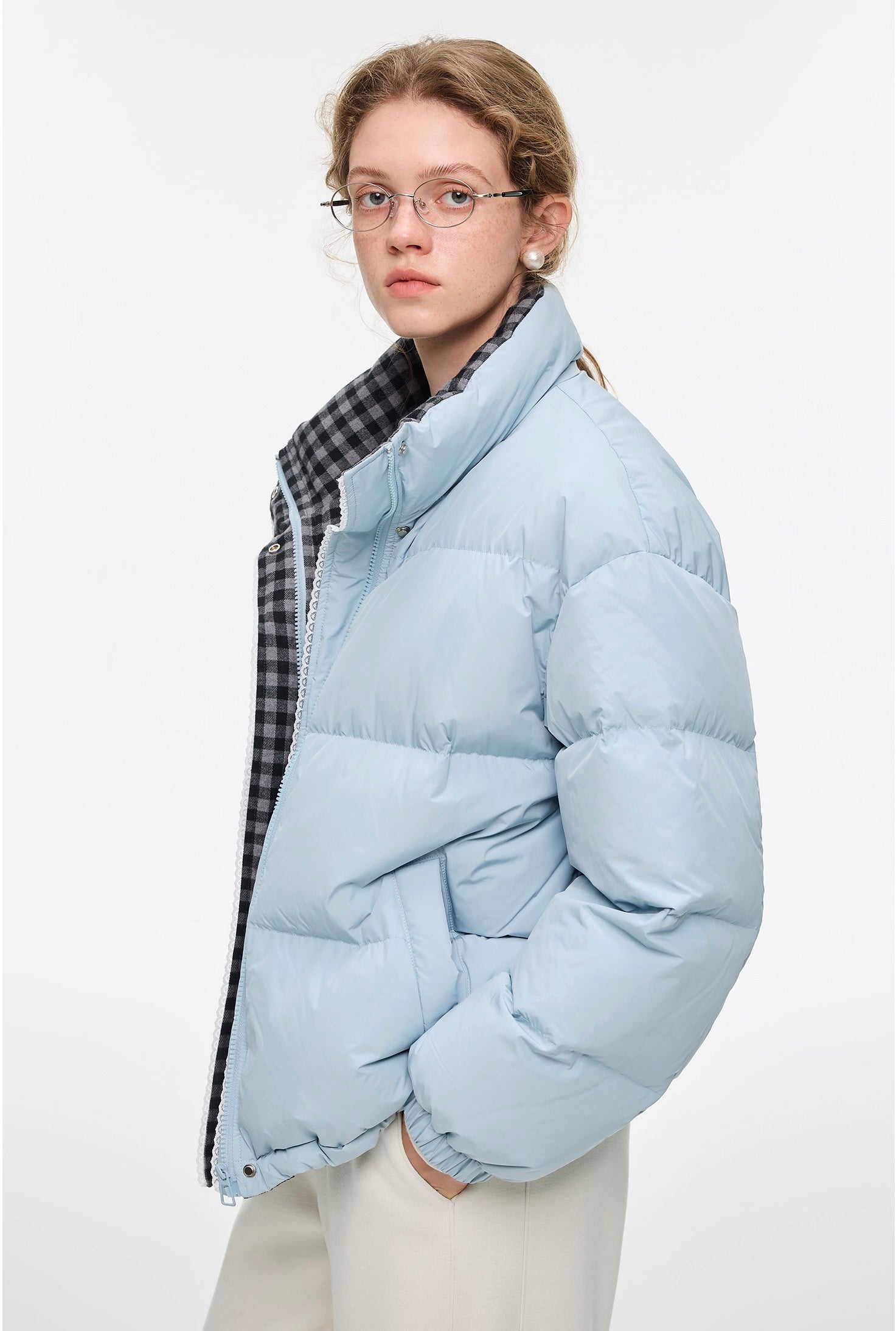 チェックカラーホワイトダックダウンジャケット
C3302