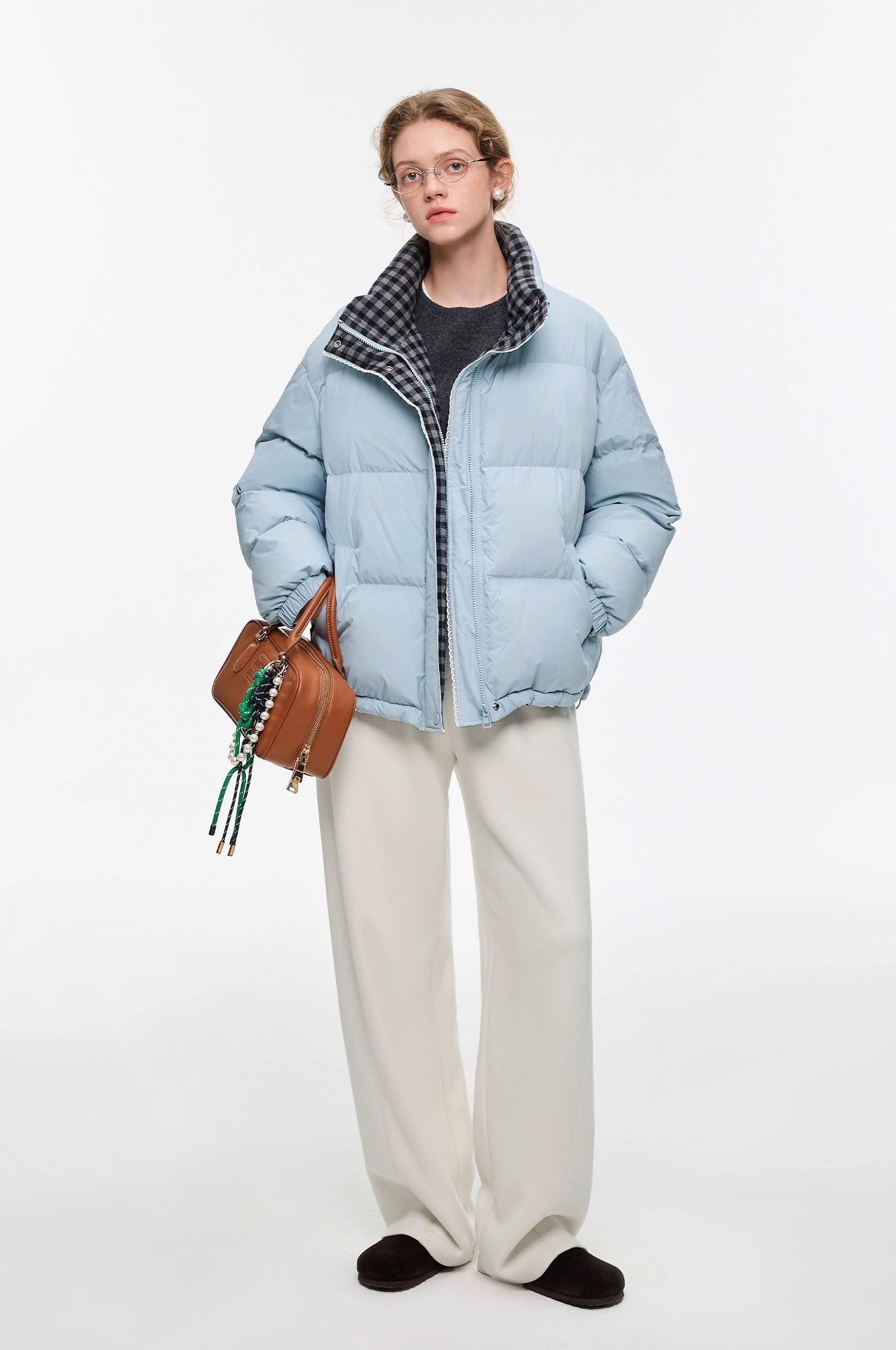 チェックカラーホワイトダックダウンジャケット
C3302