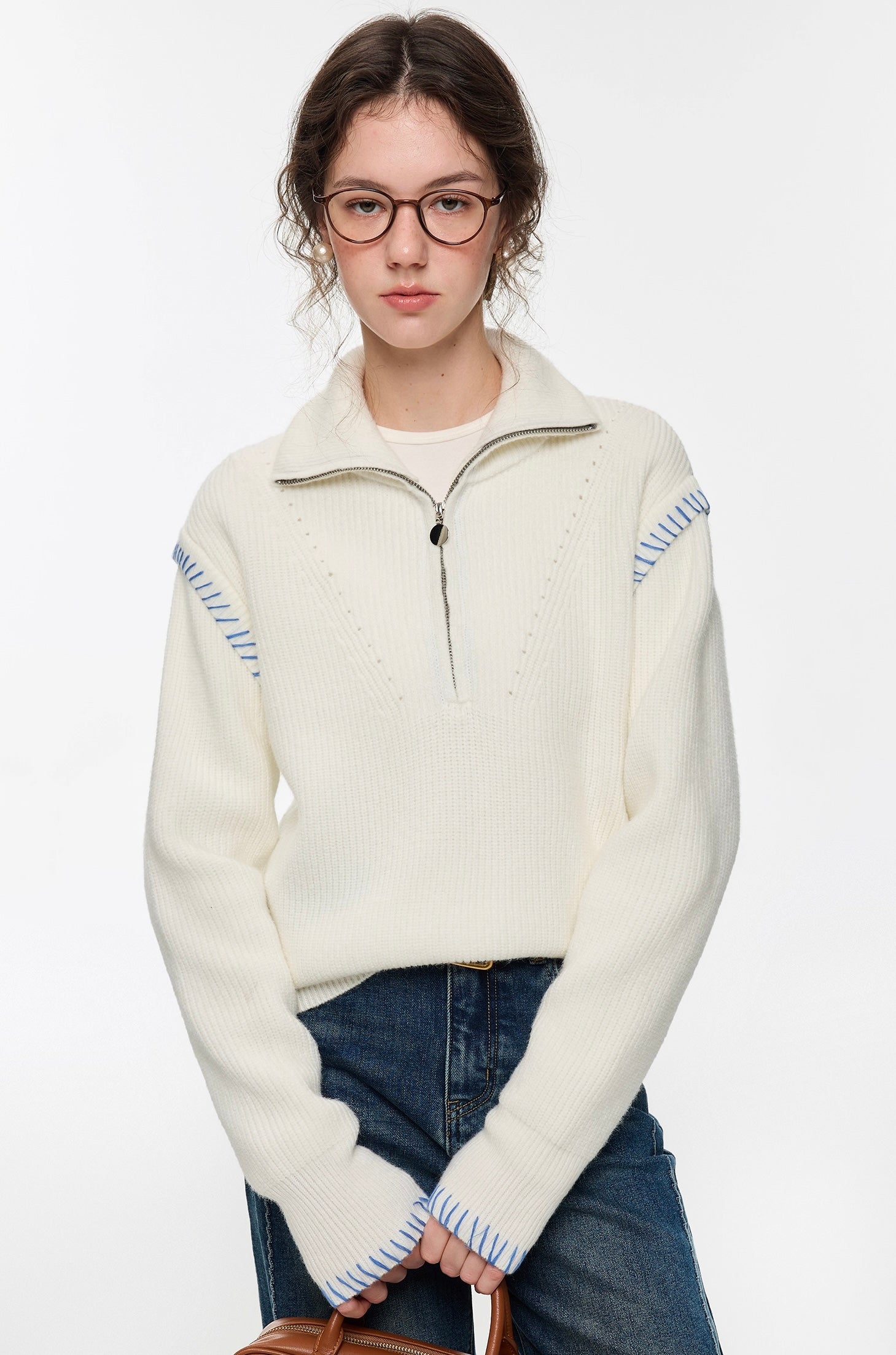 ハーフジップハンドステッチニット
C3306