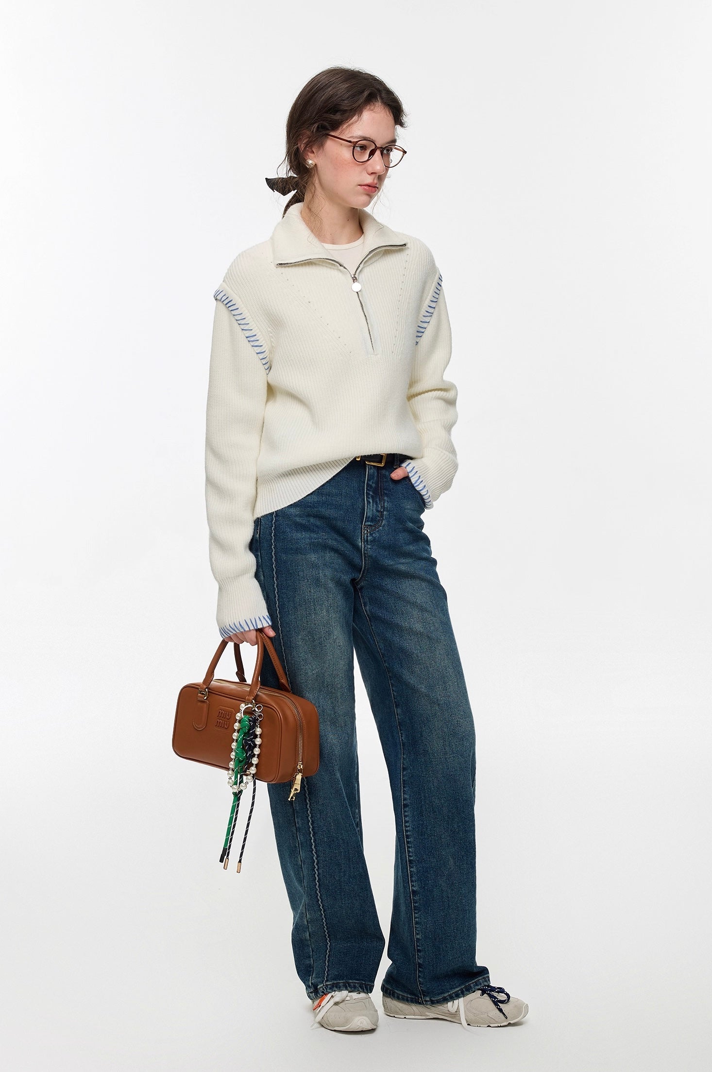 ハーフジップハンドステッチニット
C3306