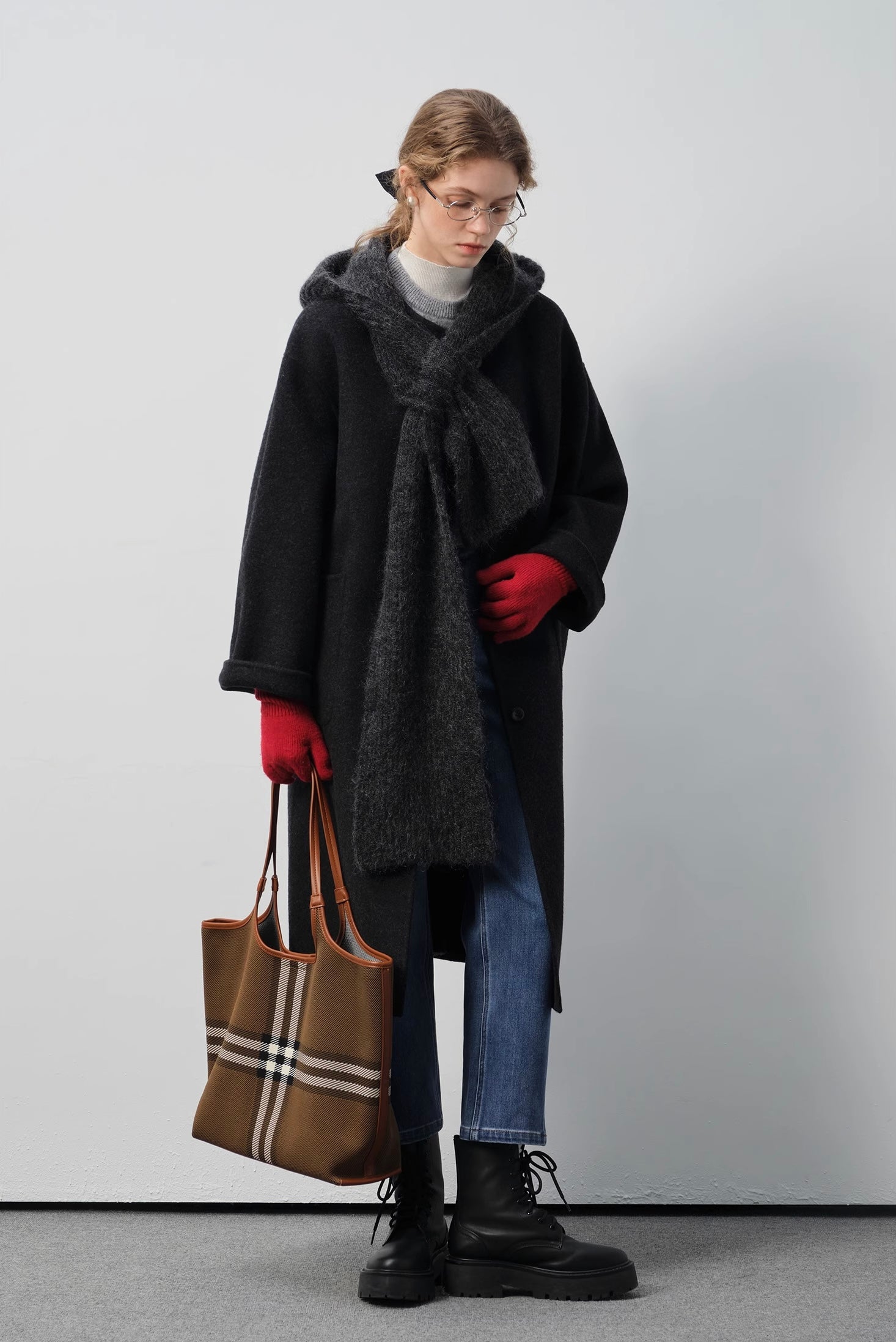 ストール&フード付きウールダブルフェイスコート
C3337