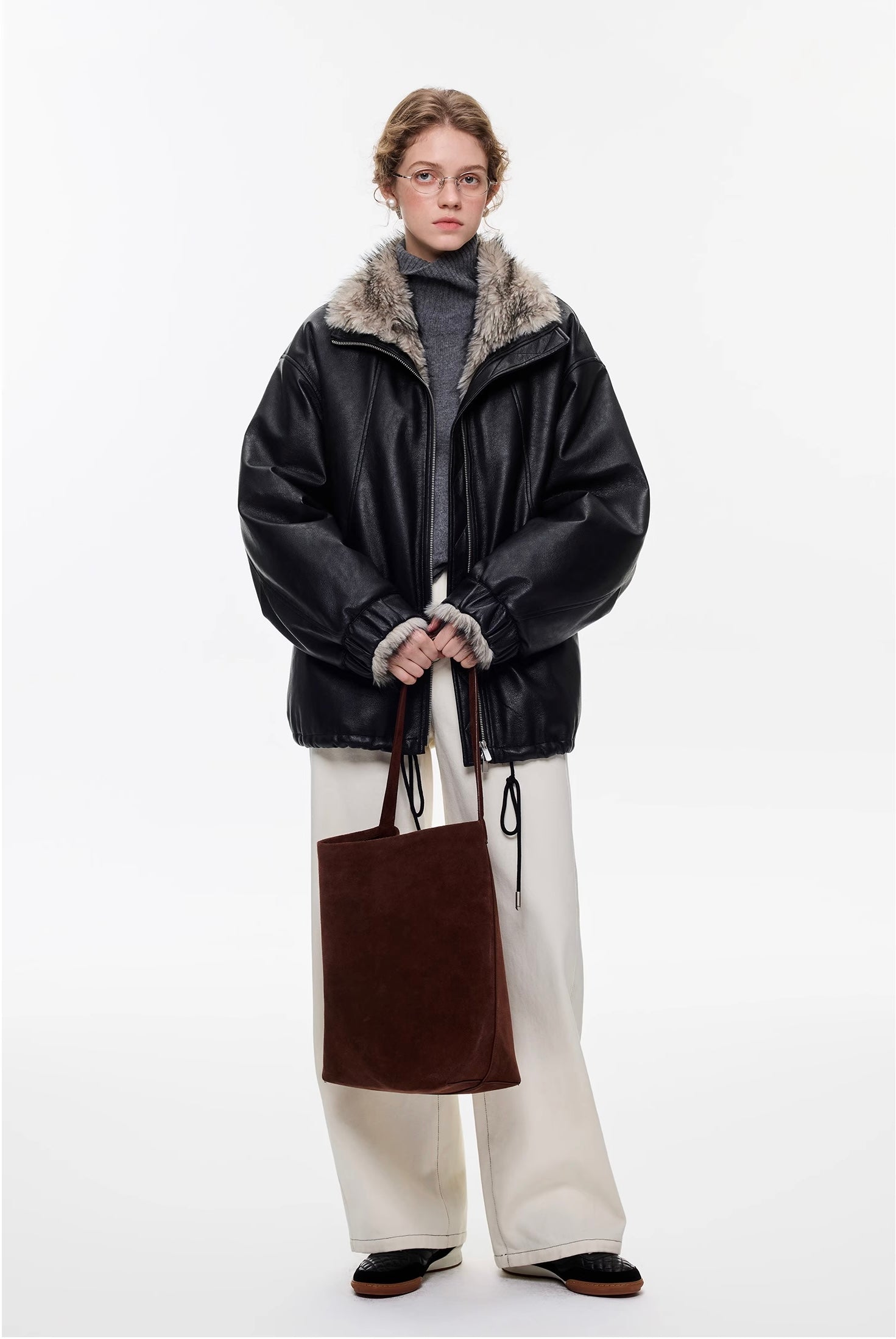 グラデーションファーフェイクレザージャケット
C3338