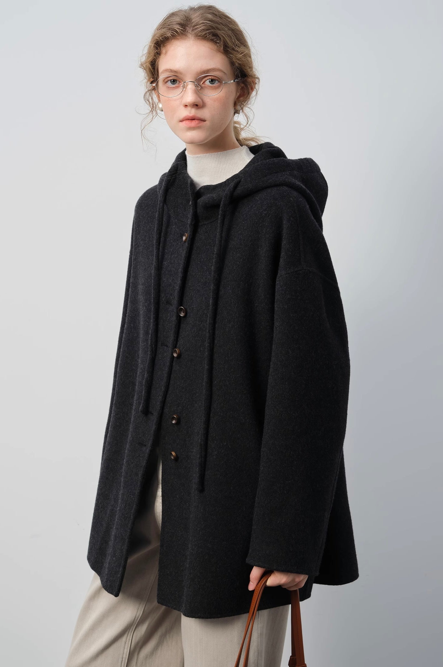 ウールブレンドフーデッドコート
C3342