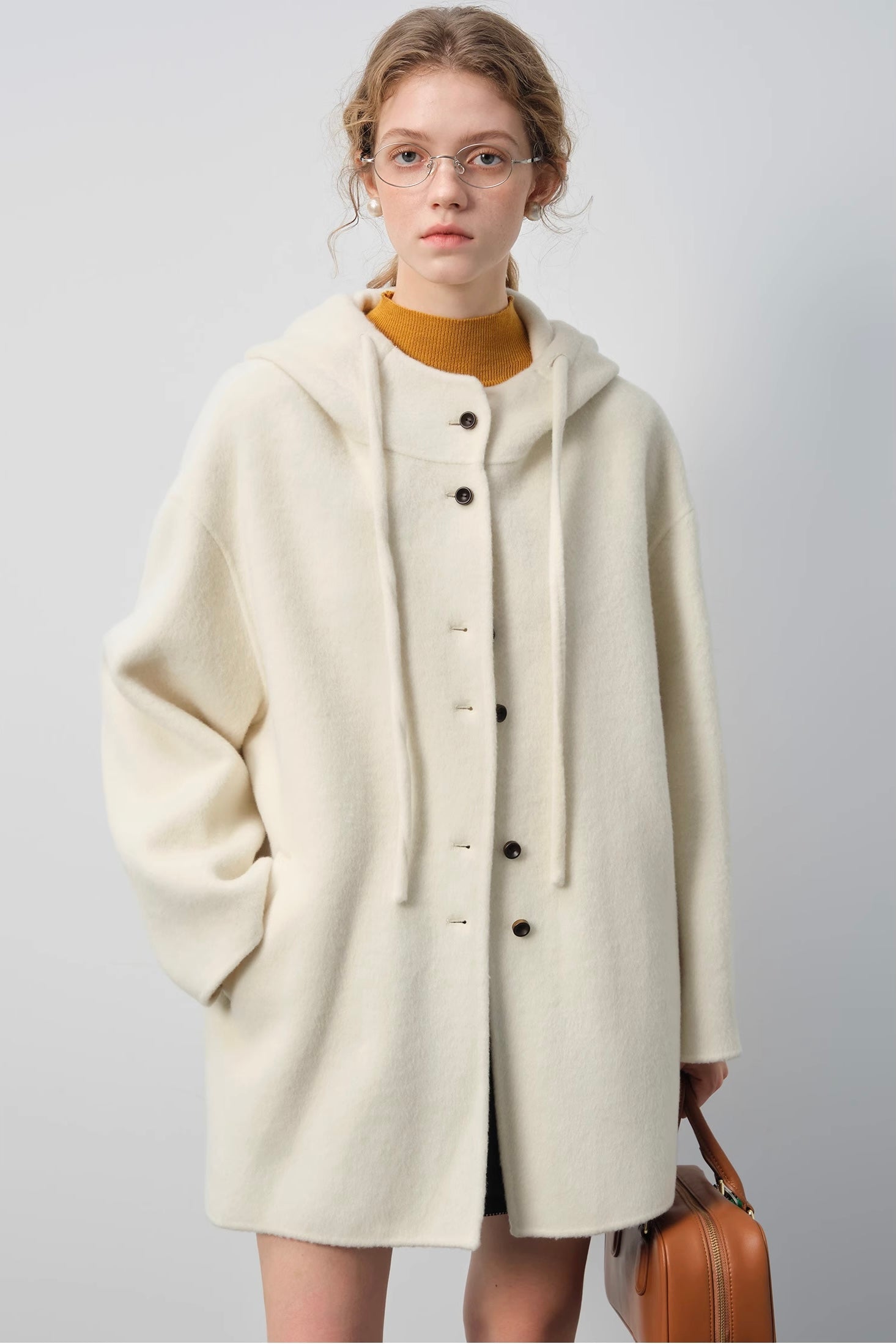 ウールブレンドフーデッドコート
C3342