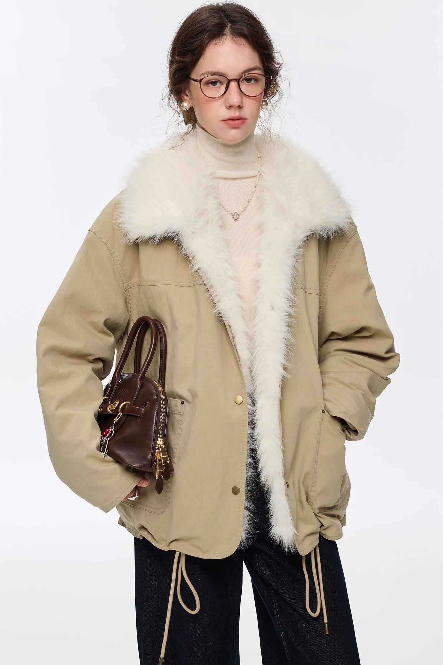 フェイクファーライニングコクーンジャケット
C3344