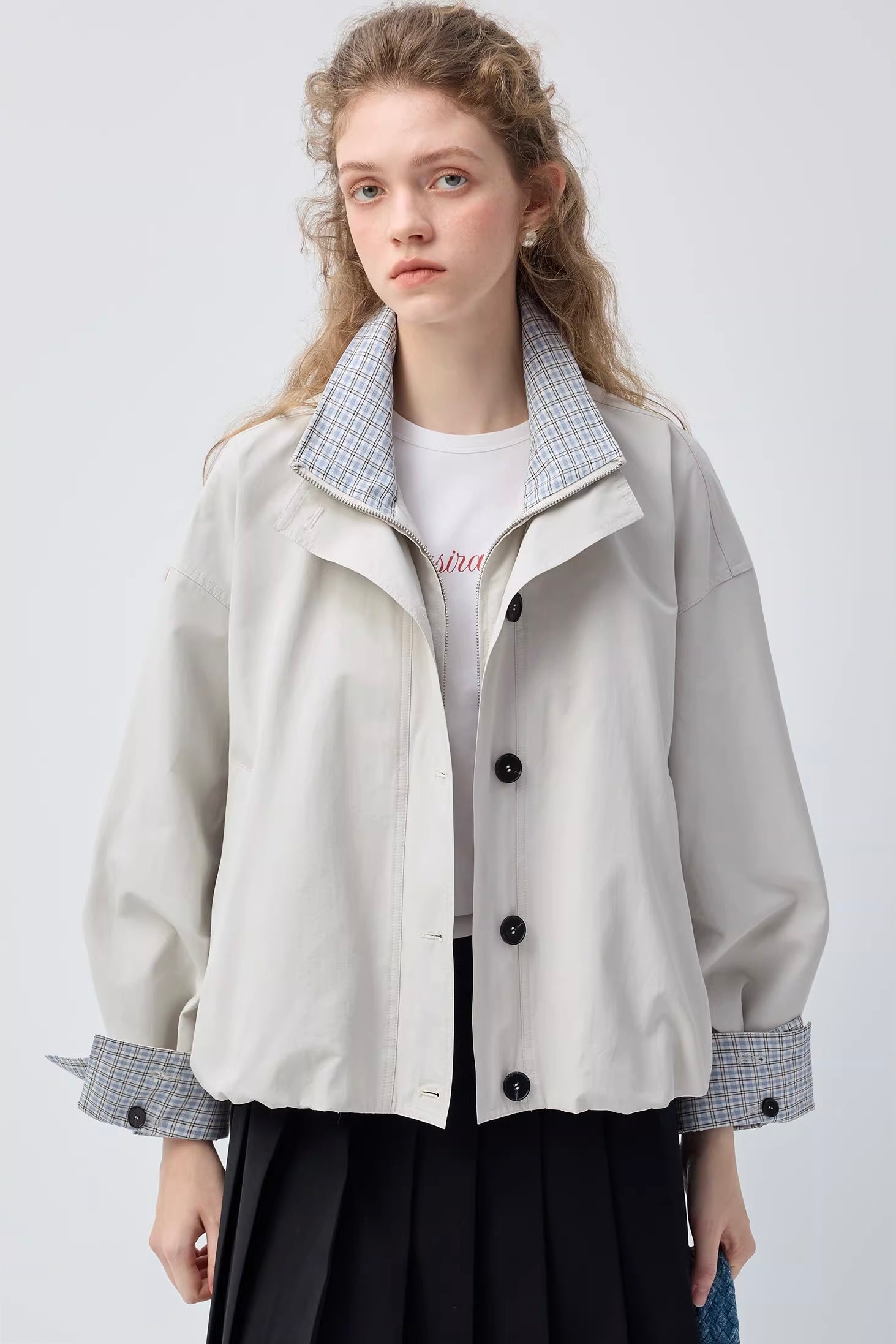 コントラストチェックバルーンシルエットジャケット
C3388