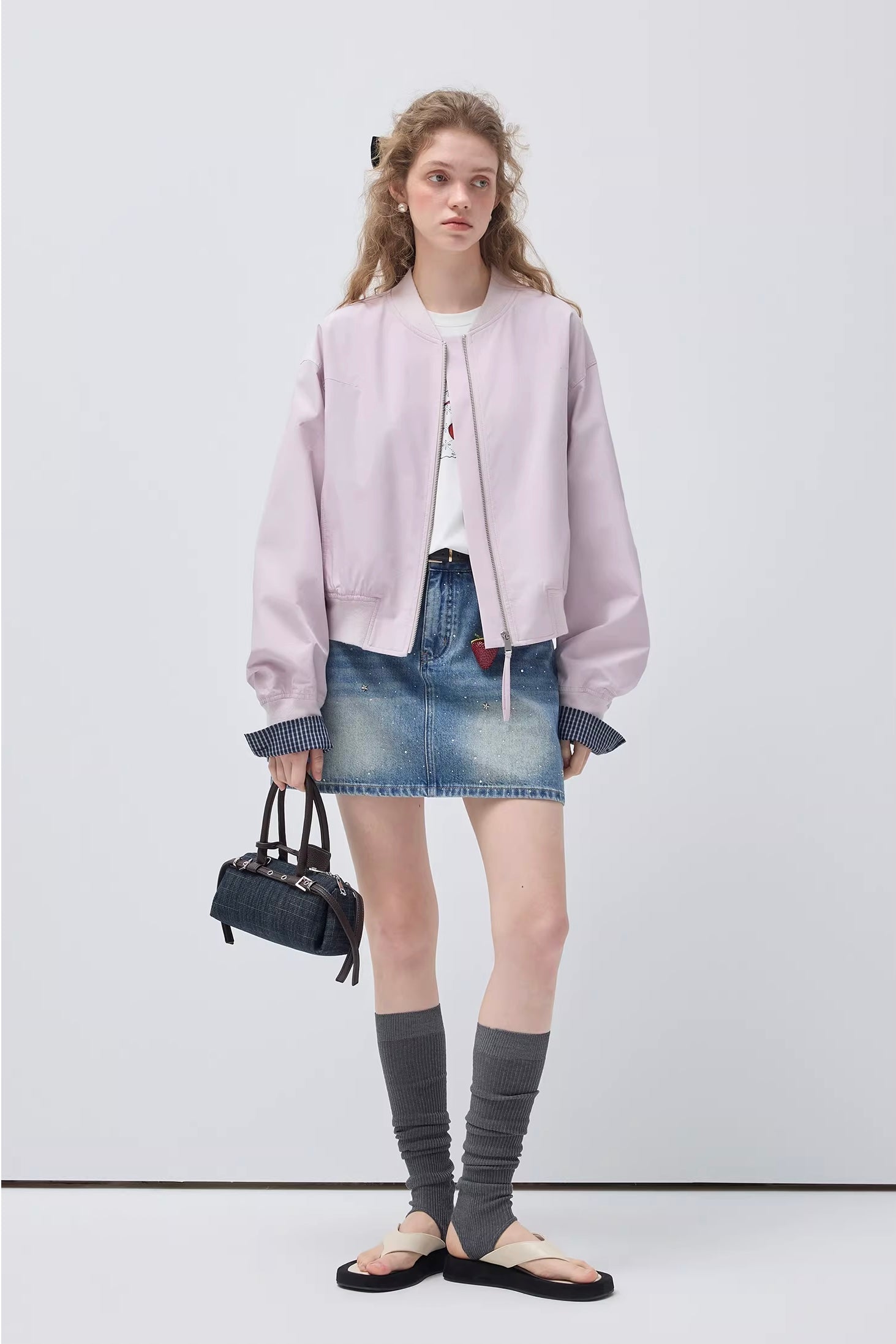 チェック柄スリーブコンパクトシルエットジャケット
C3424