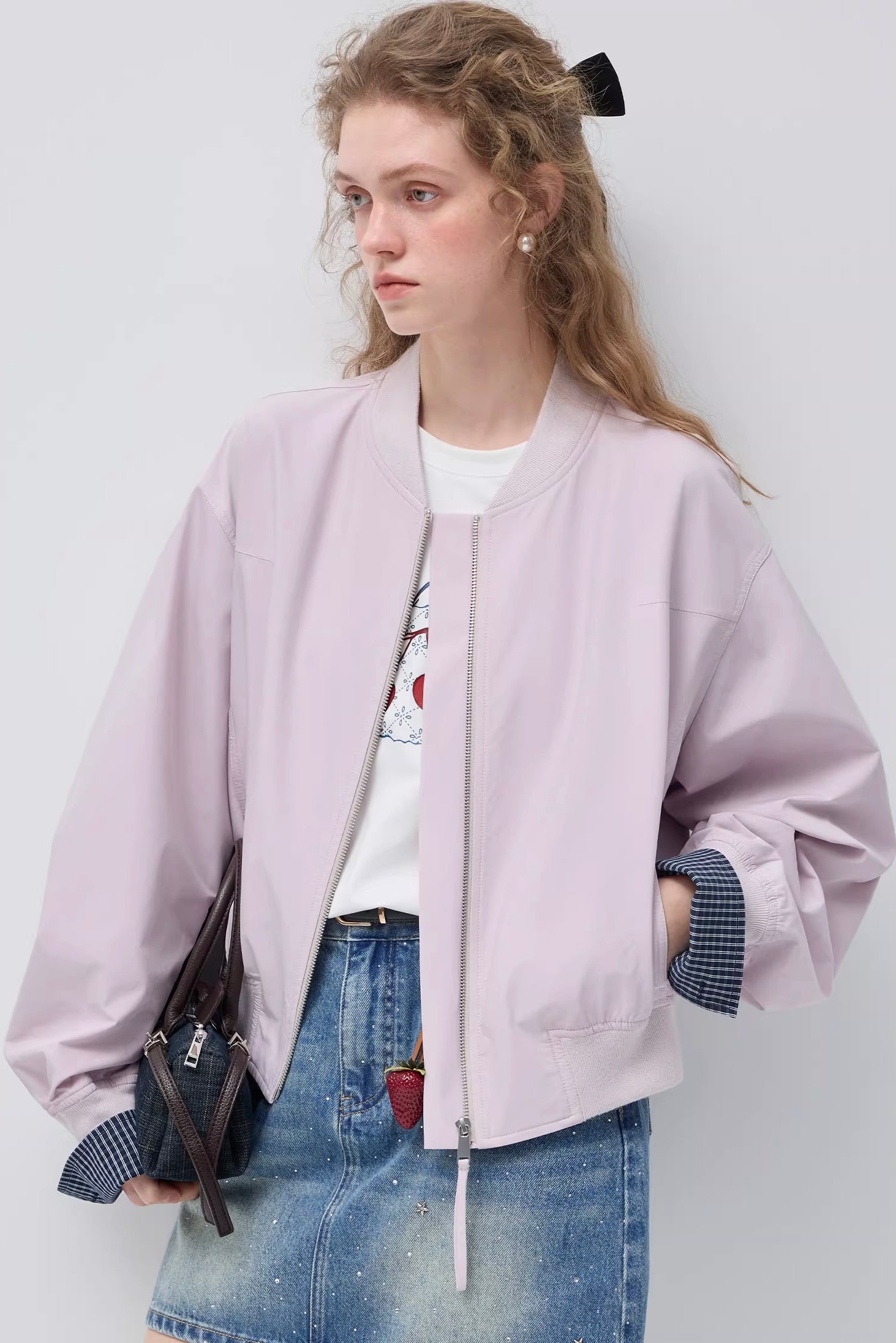 チェック柄スリーブコンパクトシルエットジャケット
C3424