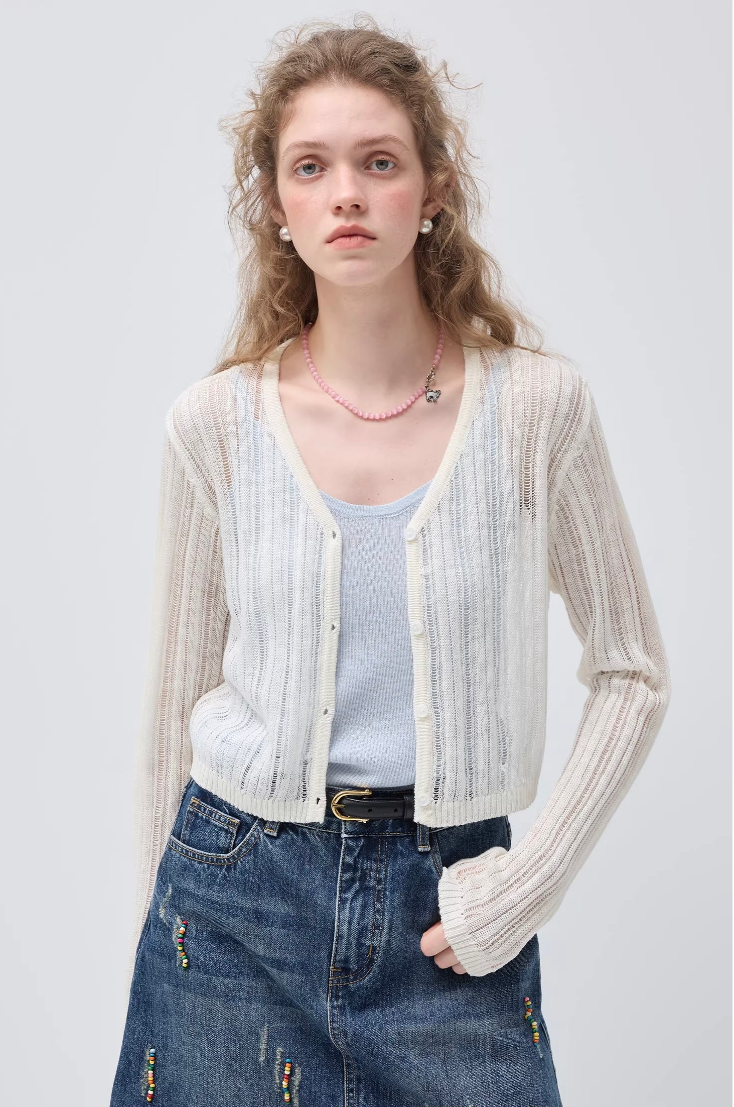 シアー透かし編みVネックカーディガン
C3438