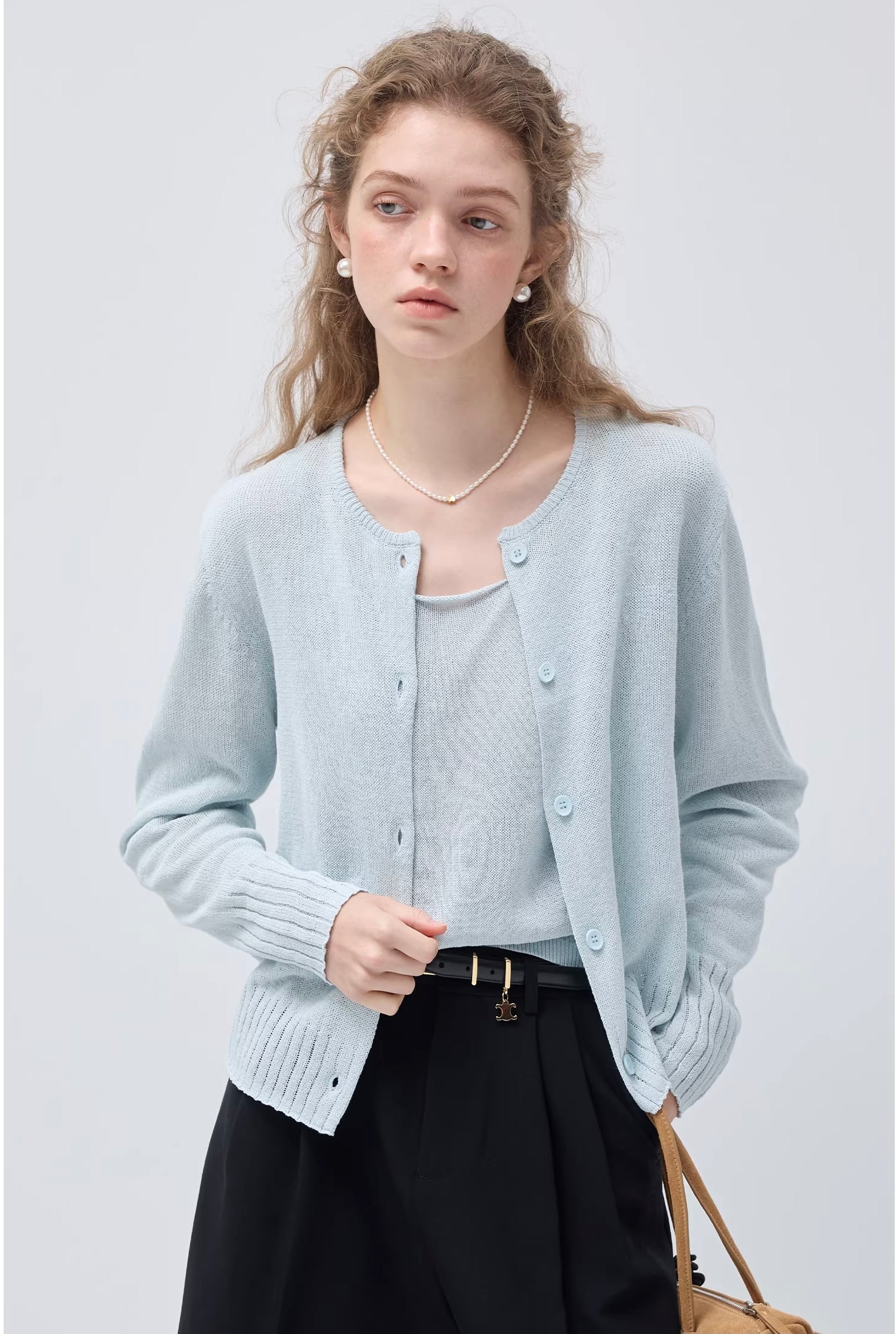 ラウンドネックカーデ&キャミセット(ニットトップス+ベスト)
C3447